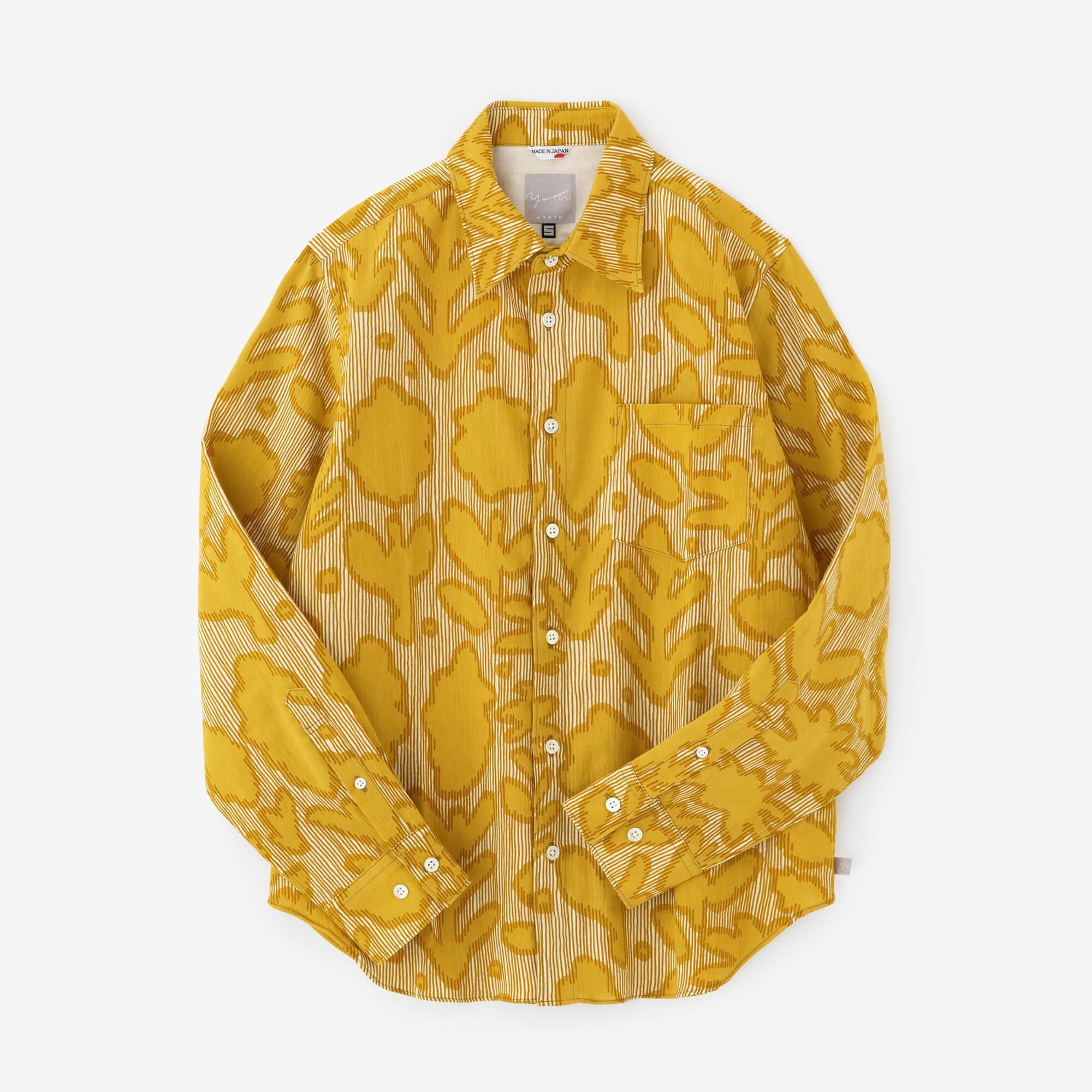 高島縮棉 20/20長袖襯衫/花影