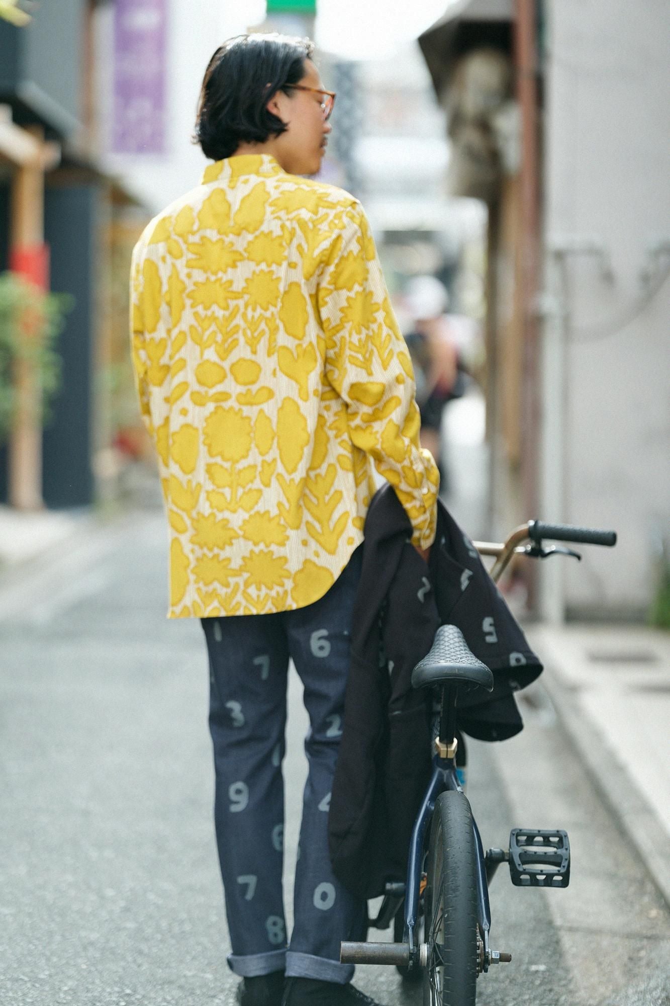 高島縮棉 20/20長袖襯衫/花影