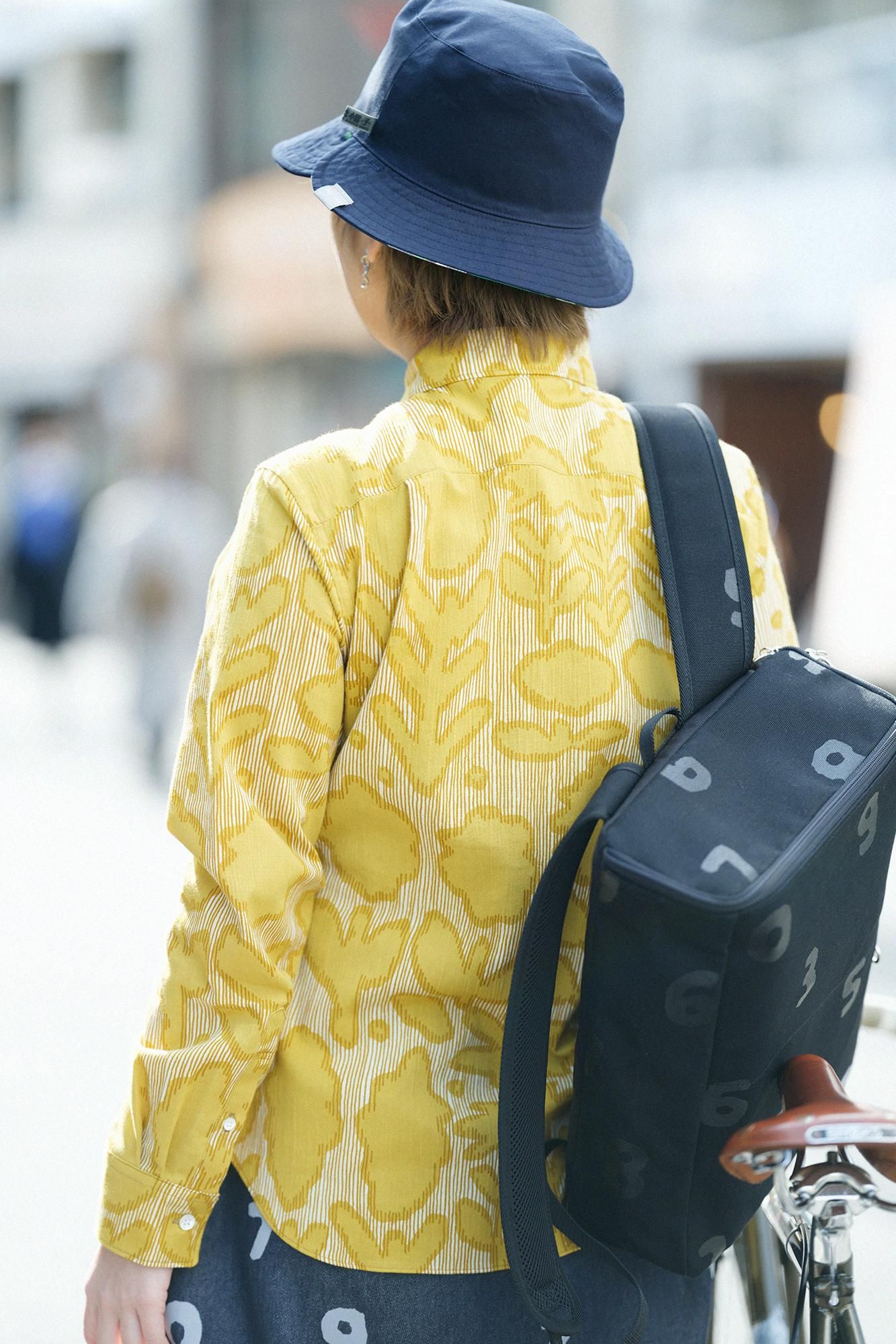 高島縮棉 20/20長袖襯衫/花影