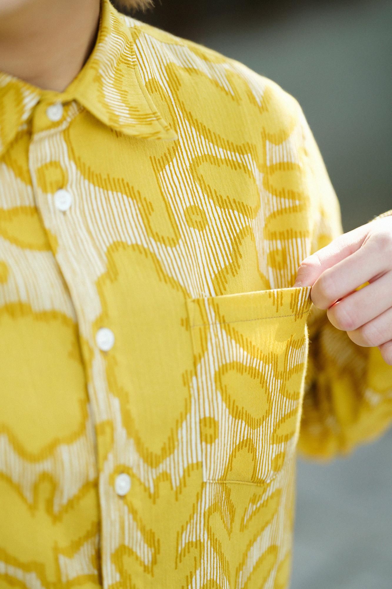 高島縮棉 20/20長袖襯衫/花影