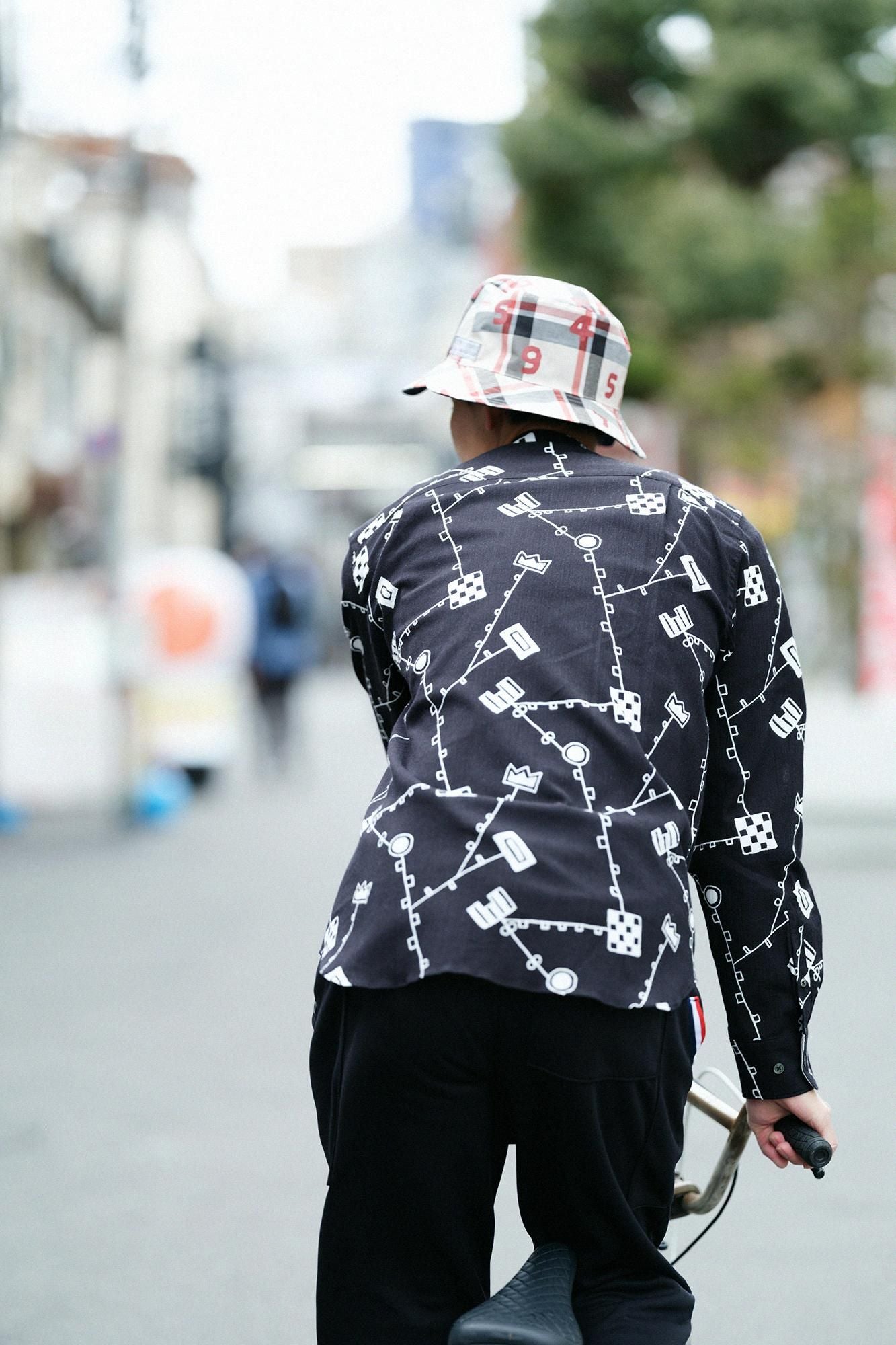 高島縮 20/20 スタンドカラーシャツ/から草あそび