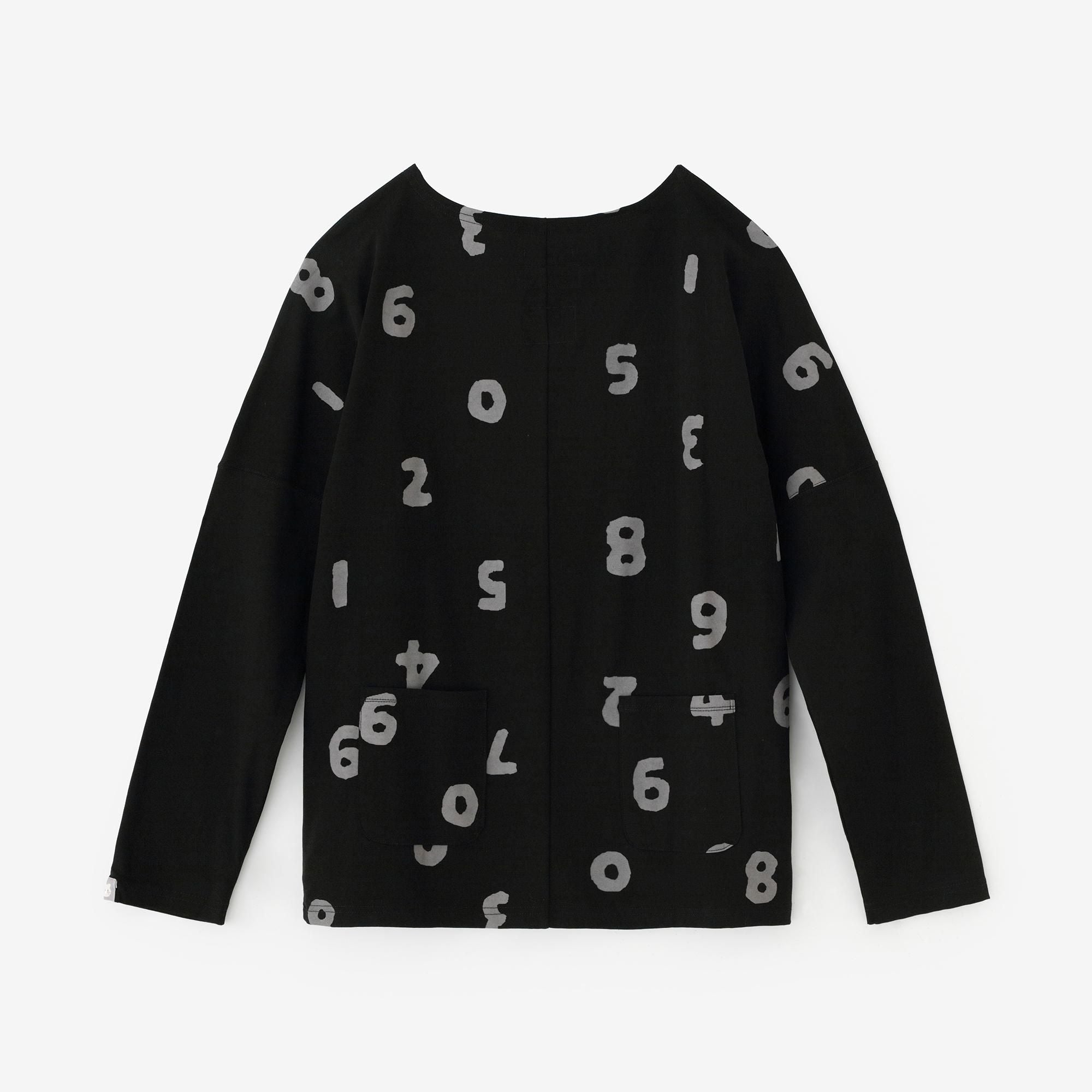 雙面編模切長袖T-shirt / SO-SU-U十數 上下(上下)黑色