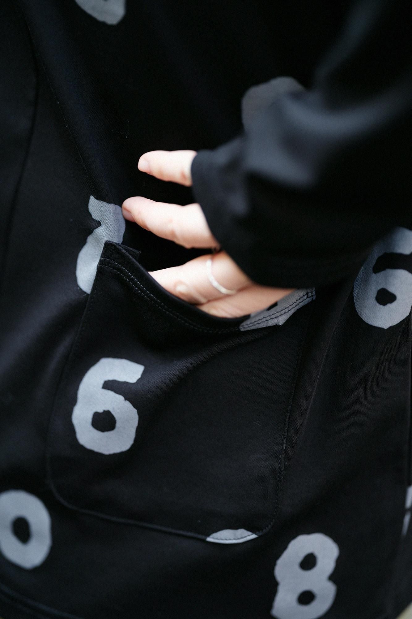 雙面編模切長袖T-shirt / SO-SU-U十數 上下(上下)黑色