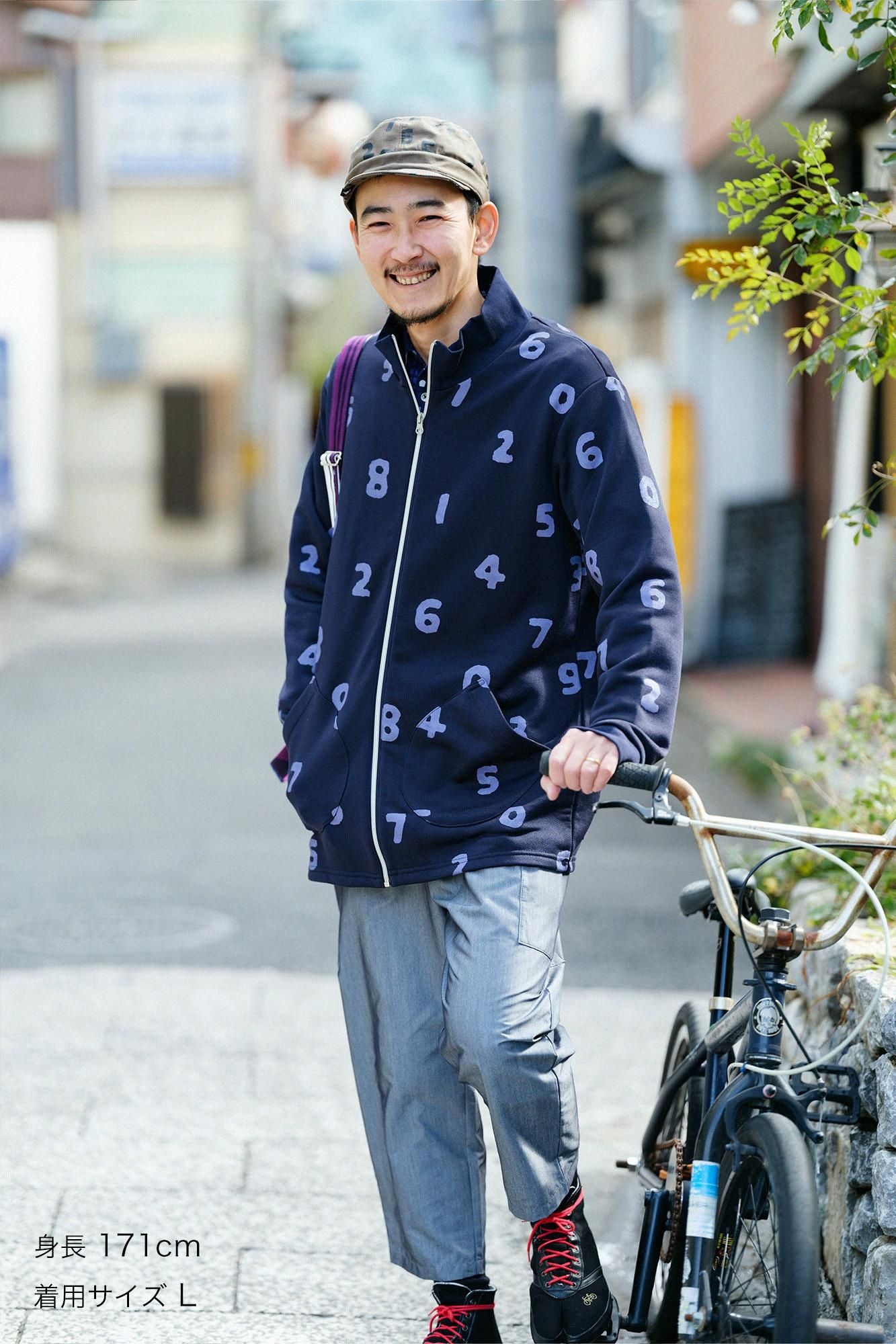 內抓毛ZIP UP BIKE外套/ SO-SU-U十數暗藍色