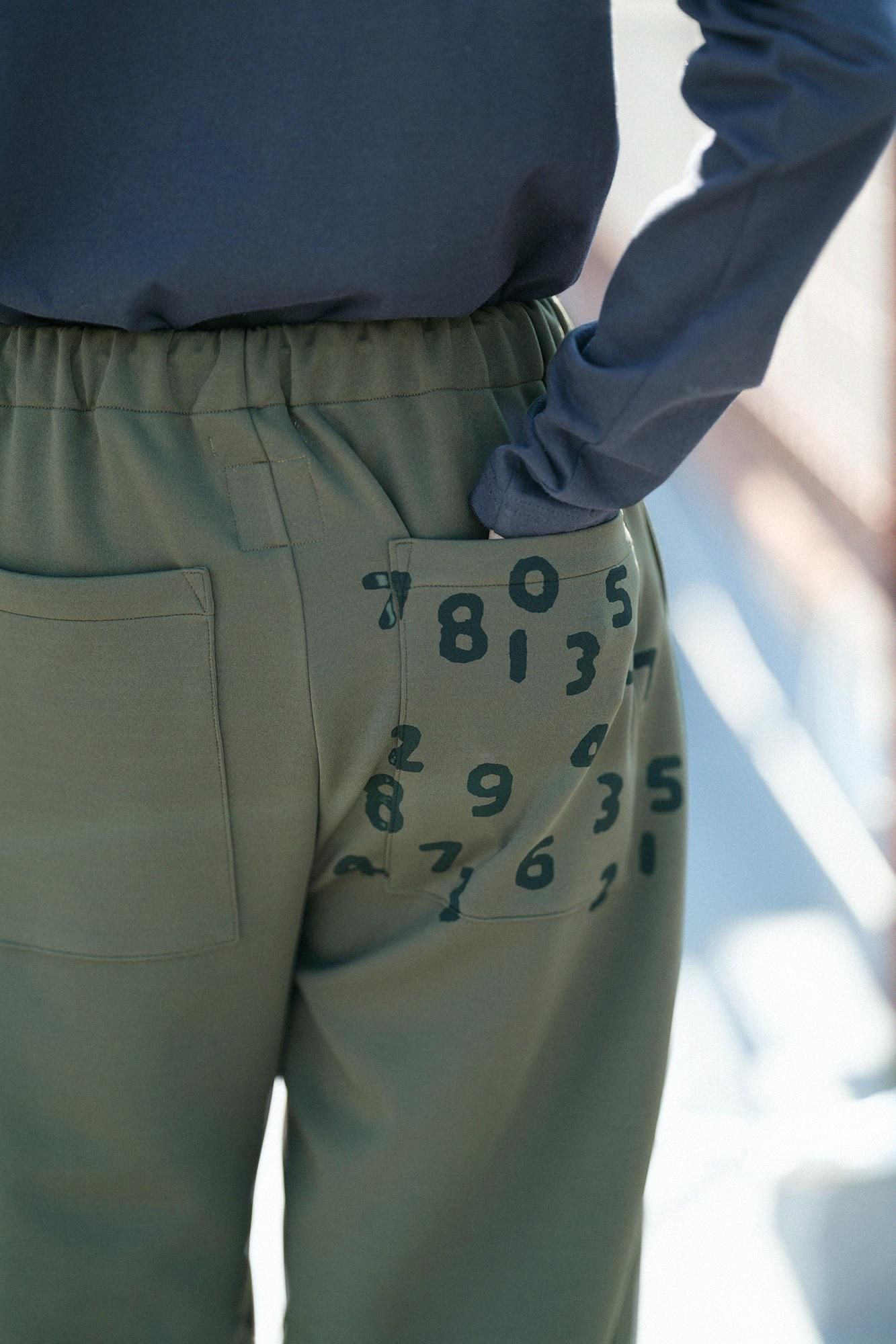 2WAY Stretch Cardboard Knit Wide Pants / Brownish Green