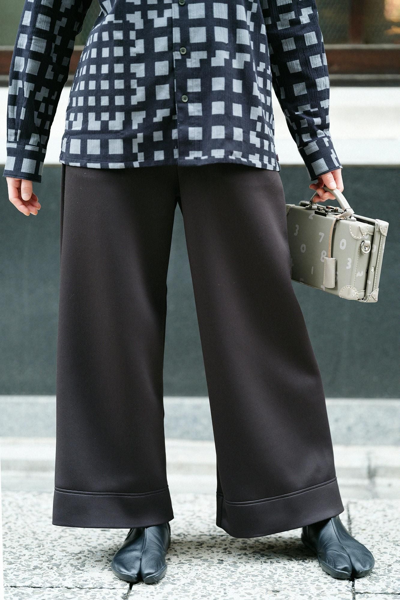 2WAY Stretch Cardboard Knit Wide Pants / Black