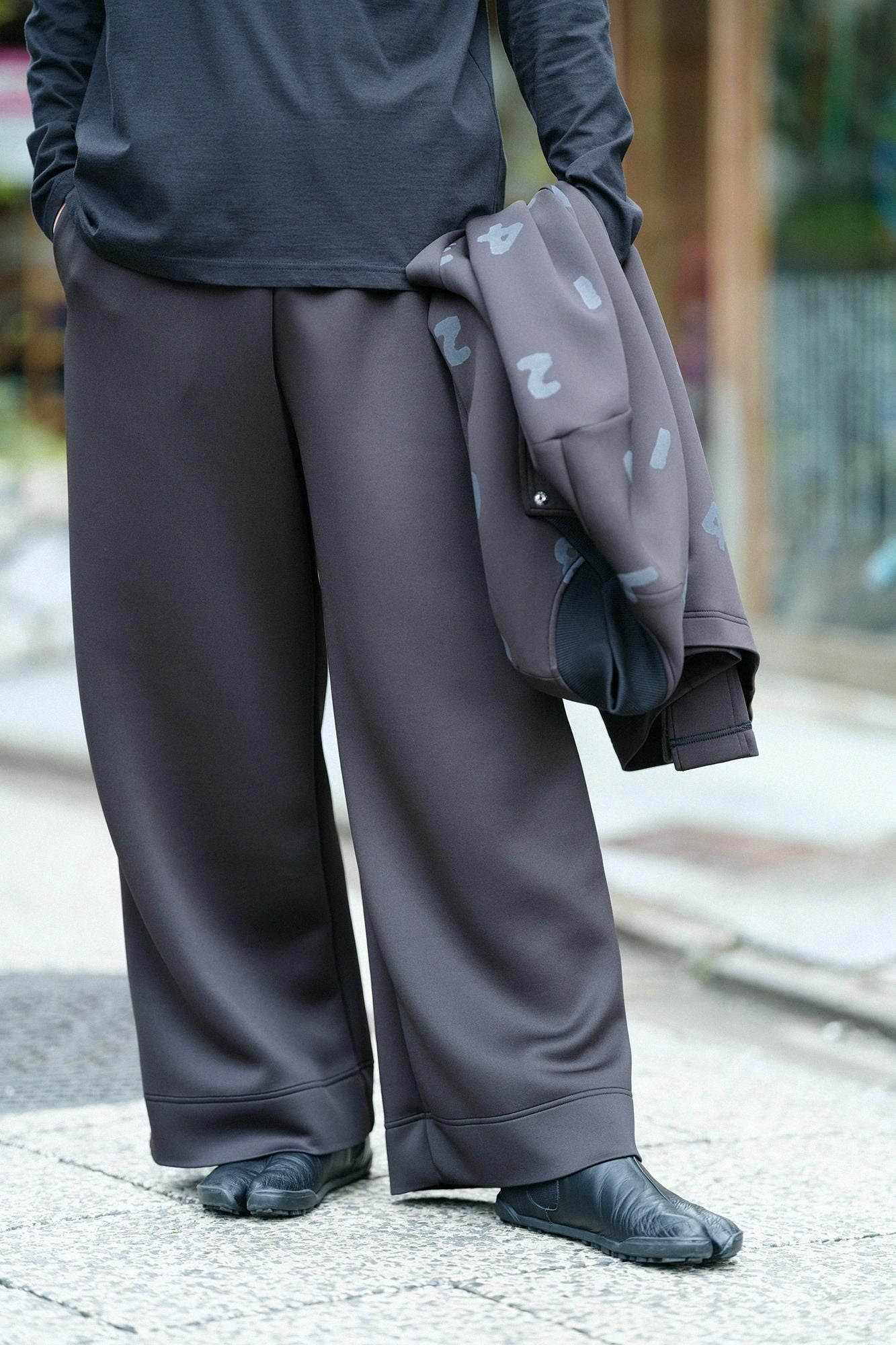 2WAY Stretch Cardboard Knit Wide Pants / Black