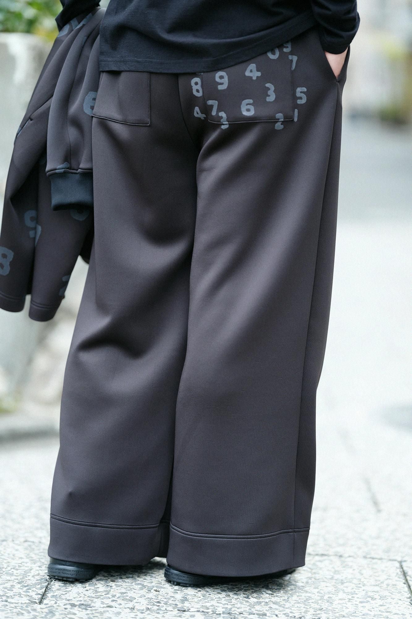 2WAY Stretch Cardboard Knit Wide Pants / Black