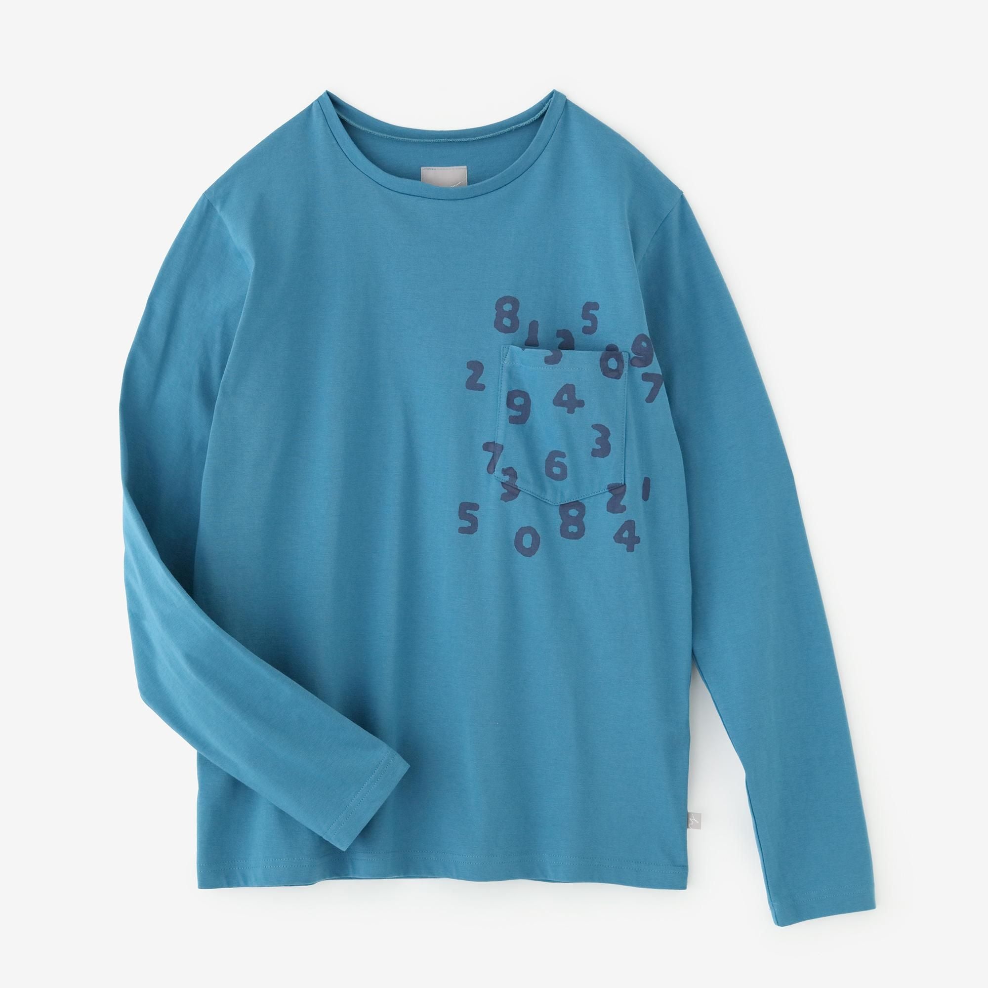 【net限定】30単 ハイゲージ天竺 長袖ポケットTシャツ/孔雀青(くじゃくあお)