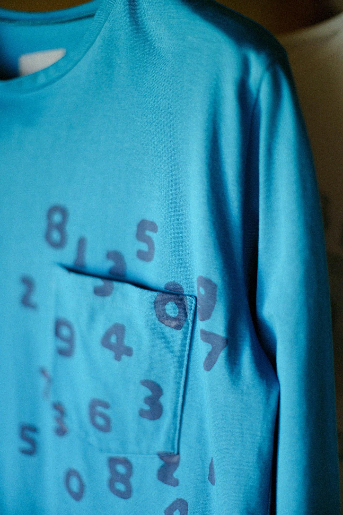 【net限定】30単 ハイゲージ天竺 長袖ポケットTシャツ/孔雀青(くじゃくあお)