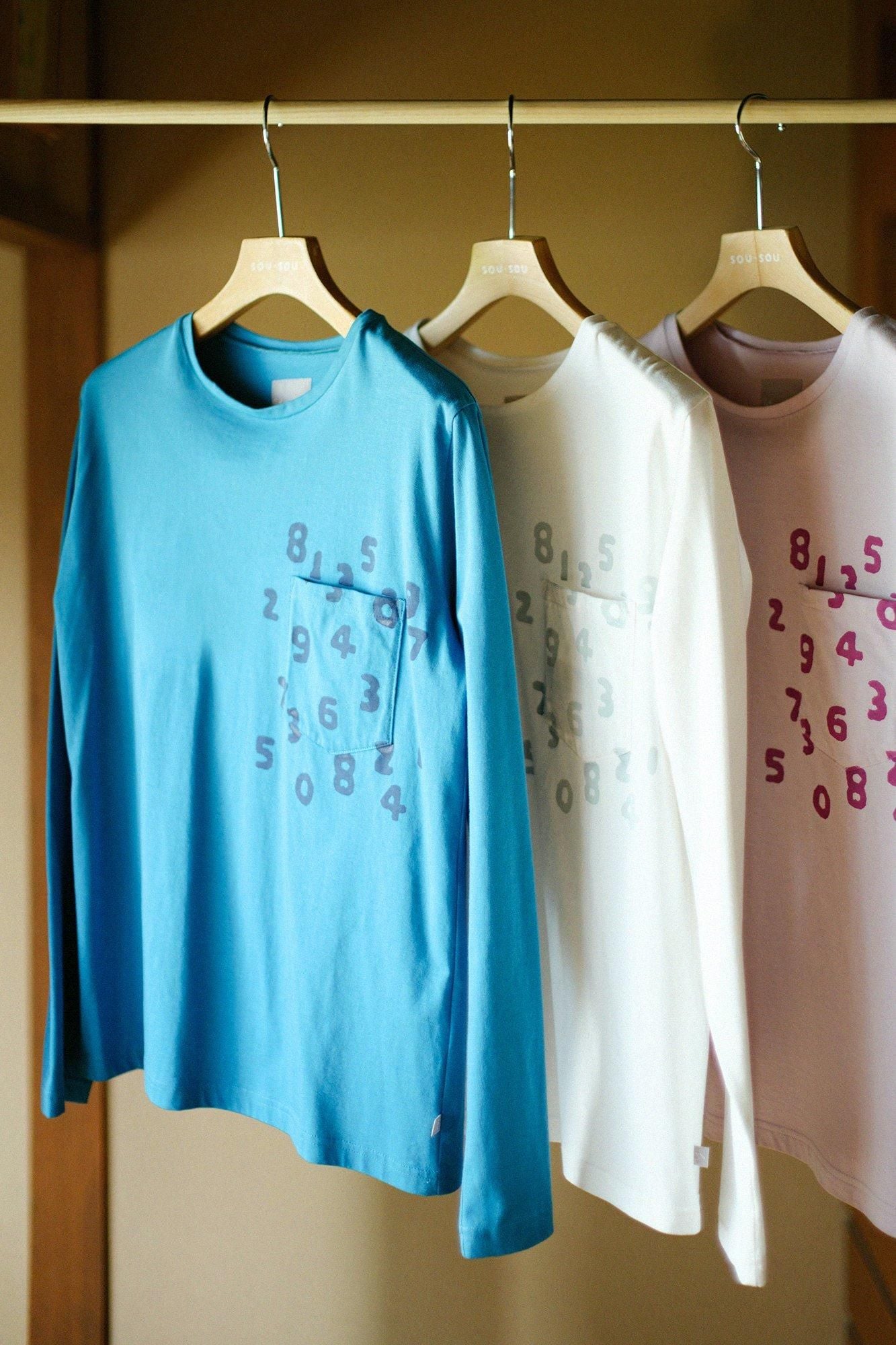 【net限定】30単 ハイゲージ天竺 長袖ポケットTシャツ/孔雀青(くじゃくあお)