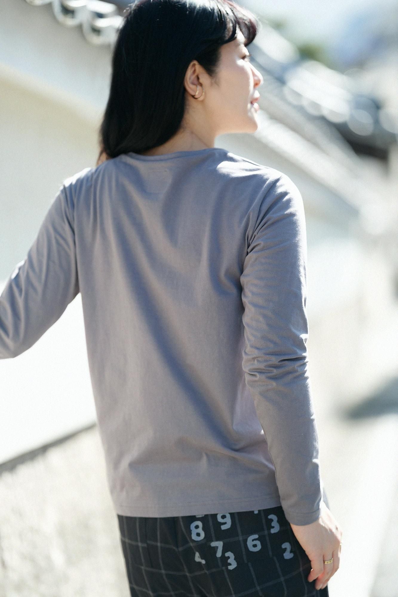 【online한정】30 단일 고 게이지천축 긴 소매포켓 T셔츠/리드 컬러 (작은)