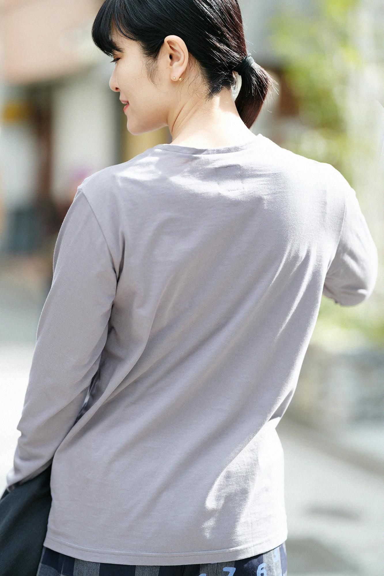 【online한정】30 단일 고 게이지천축 긴 소매포켓 T셔츠/리드 컬러 (작은)