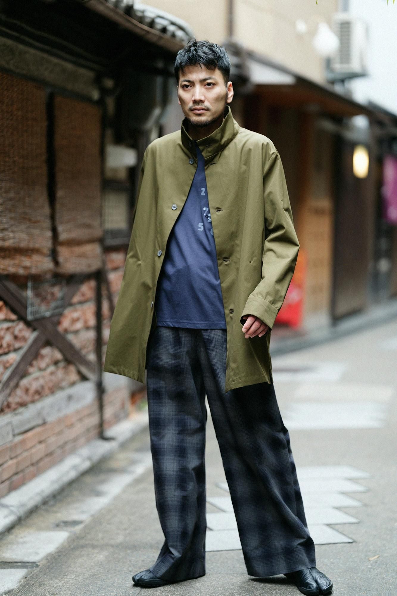 30 Count 1-ply High Gauge Plain Stitch Long Sleeve Pocket T-shirt / Dark Navy