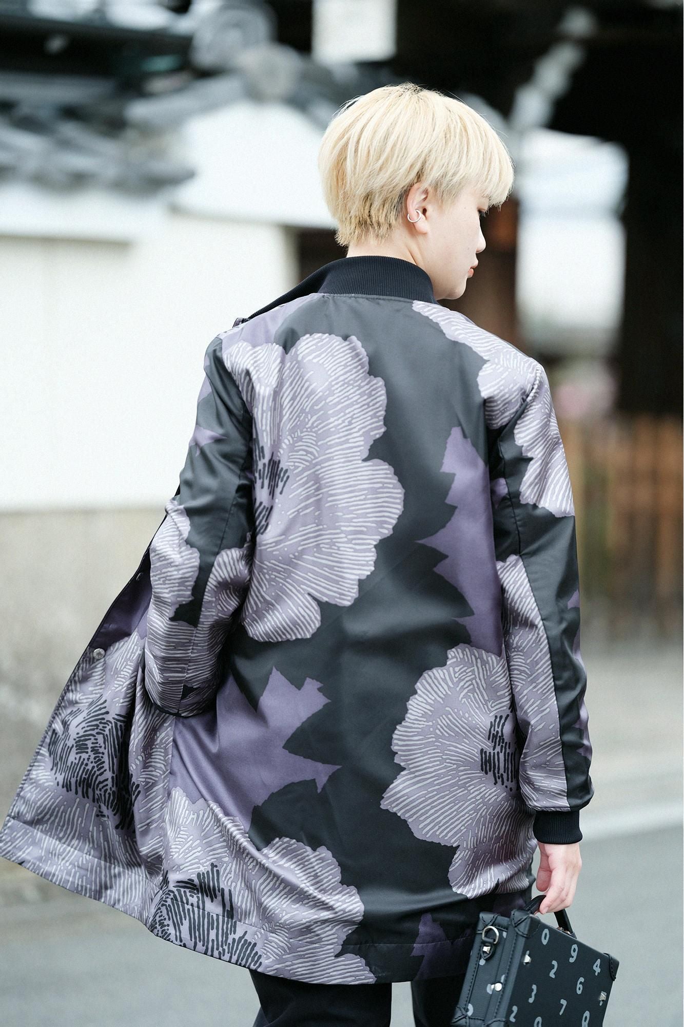 【net限定】60双ギャバジン リバーシブルブルゾン/濡羽色(ぬればいろ)×芍薬(しゃくやく)