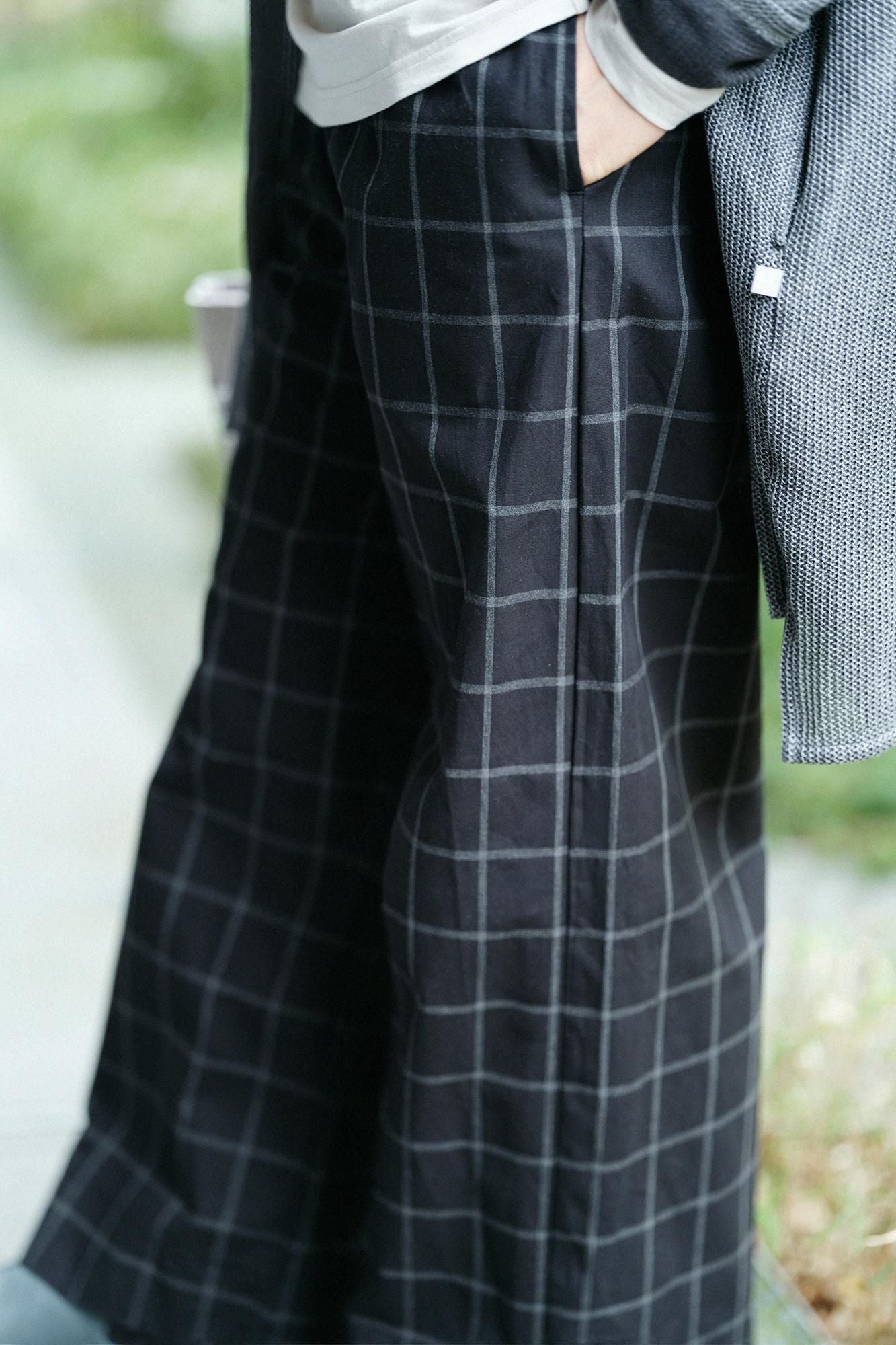 【网络限定】防潮阔腿裤/Nureha格子(Nurebagoushi)