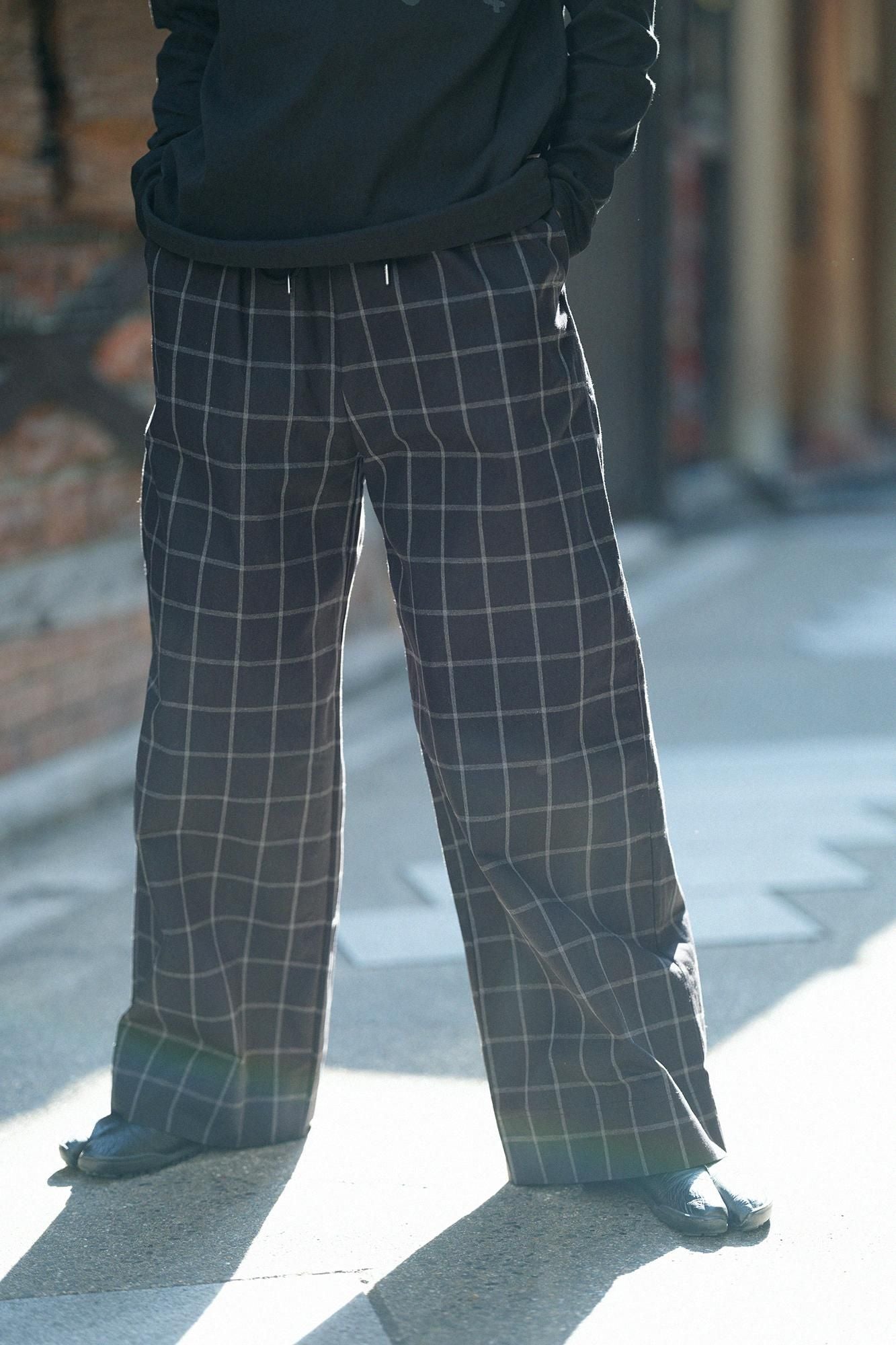 【网络限定】防潮阔腿裤/Nureha格子(Nurebagoushi)