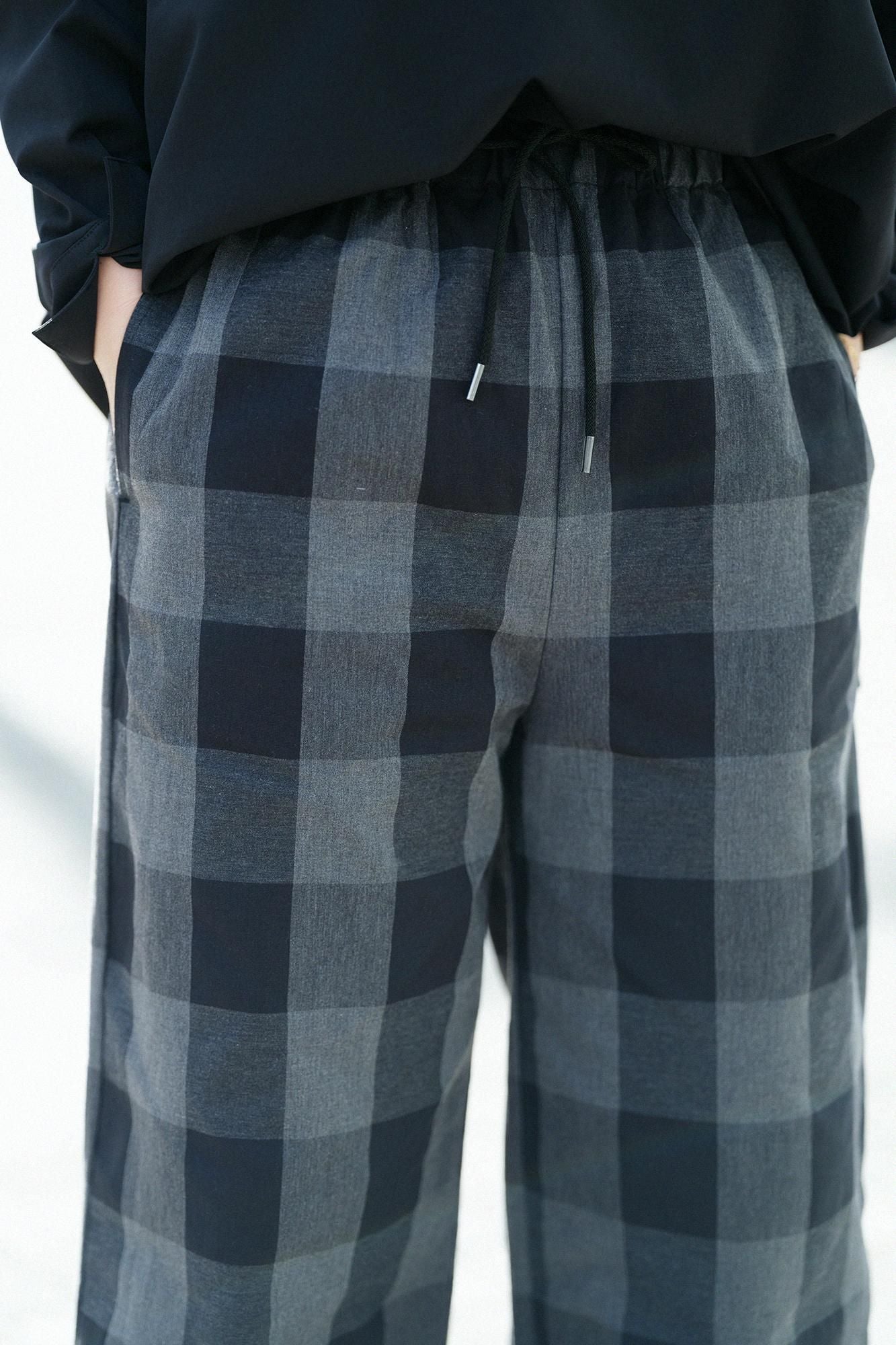 Danproof Wide Pants / Black Big Lattice Goushi
