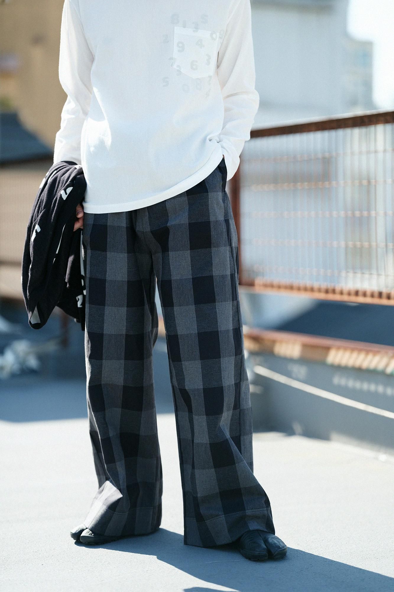 Danproof Wide Pants / Black Big Lattice Goushi