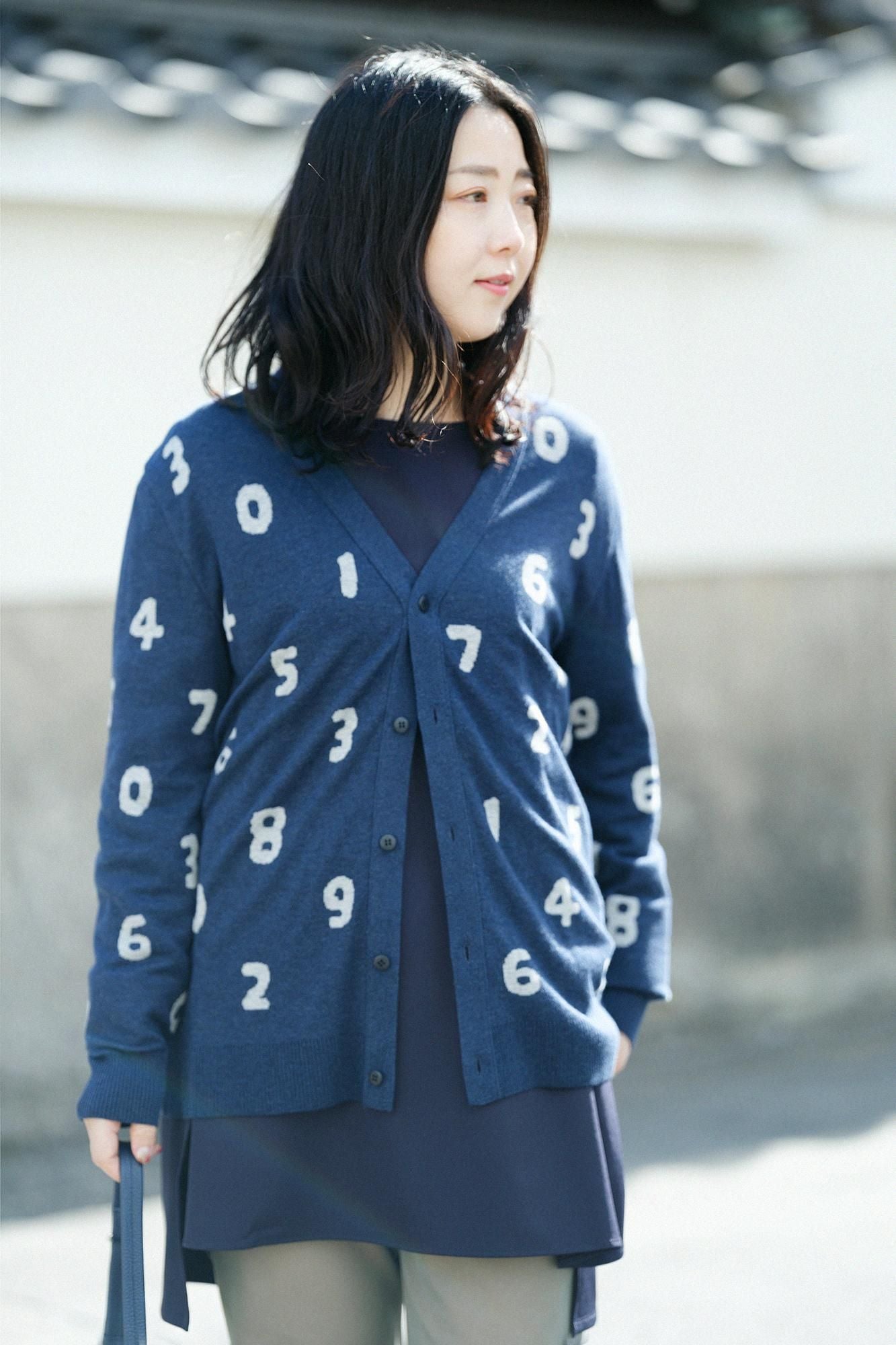 Supima Cotton Jacquard Cardigan / SO-SU-U Dark Blue