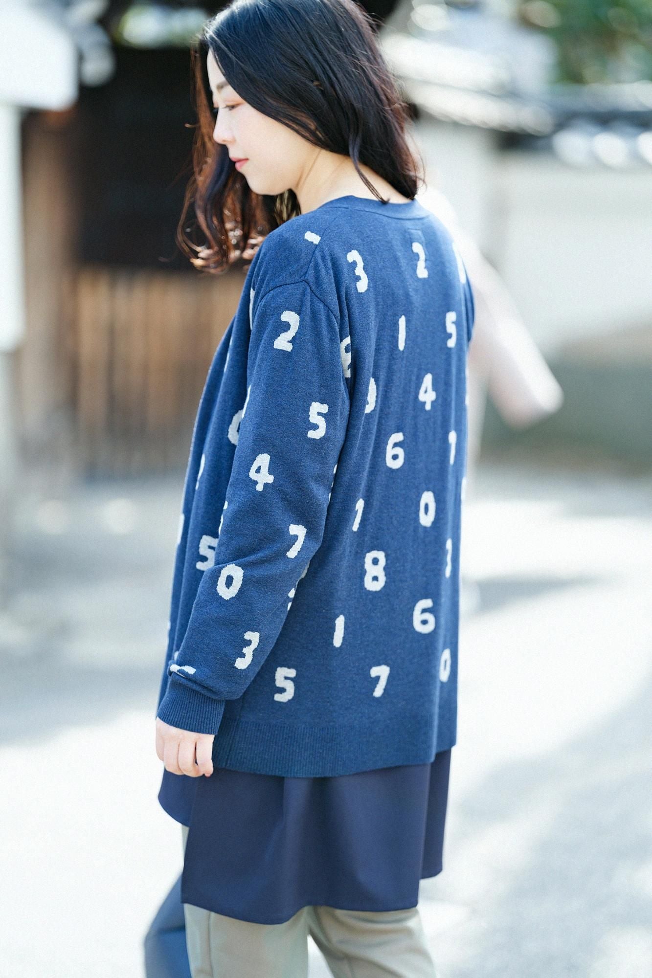 Supima Cotton Jacquard Cardigan / SO-SU-U Dark Blue