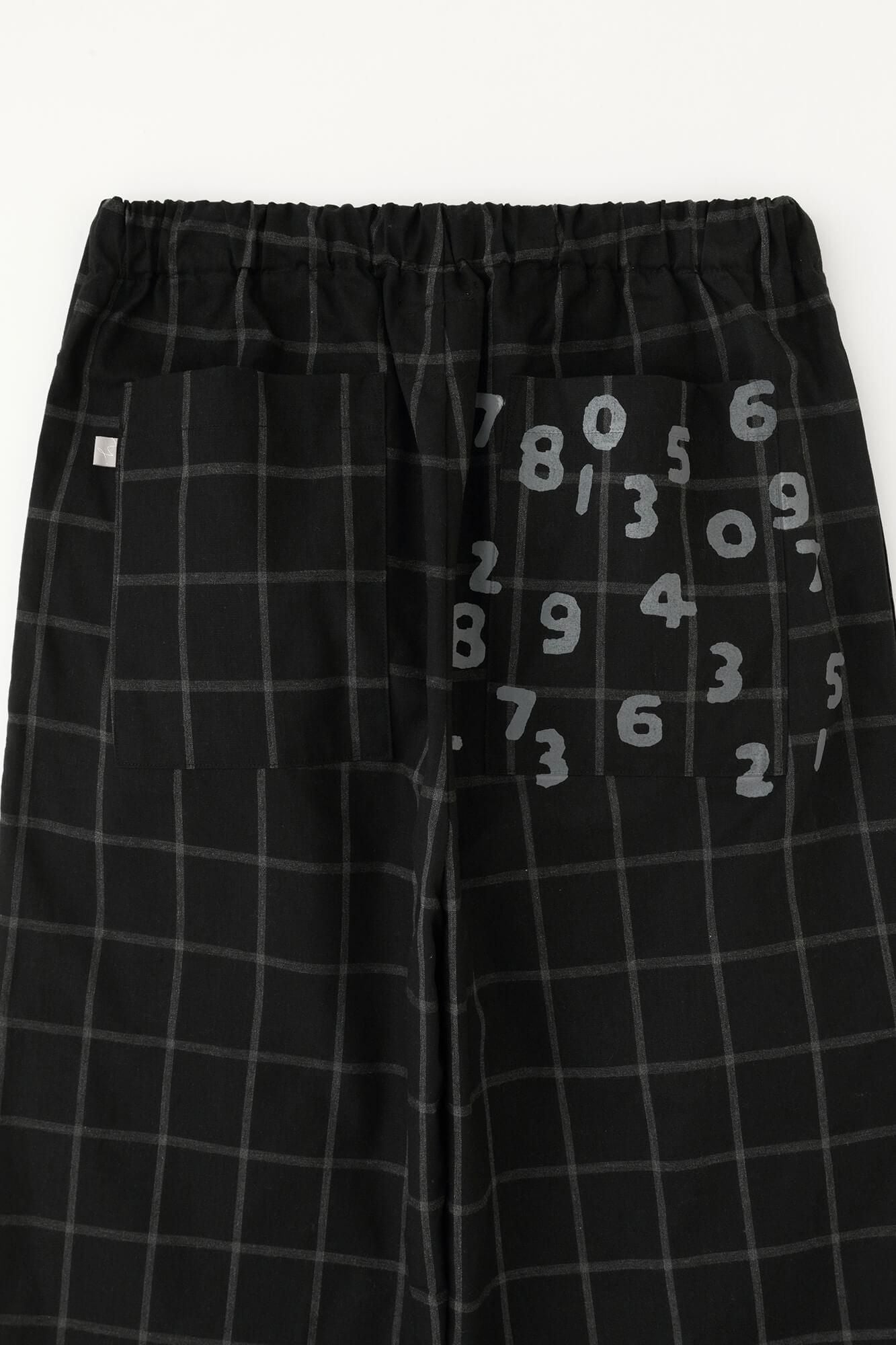 【online한정】덤프루프 이지 테이퍼드 팬츠/Nuryu 격자 (포장)