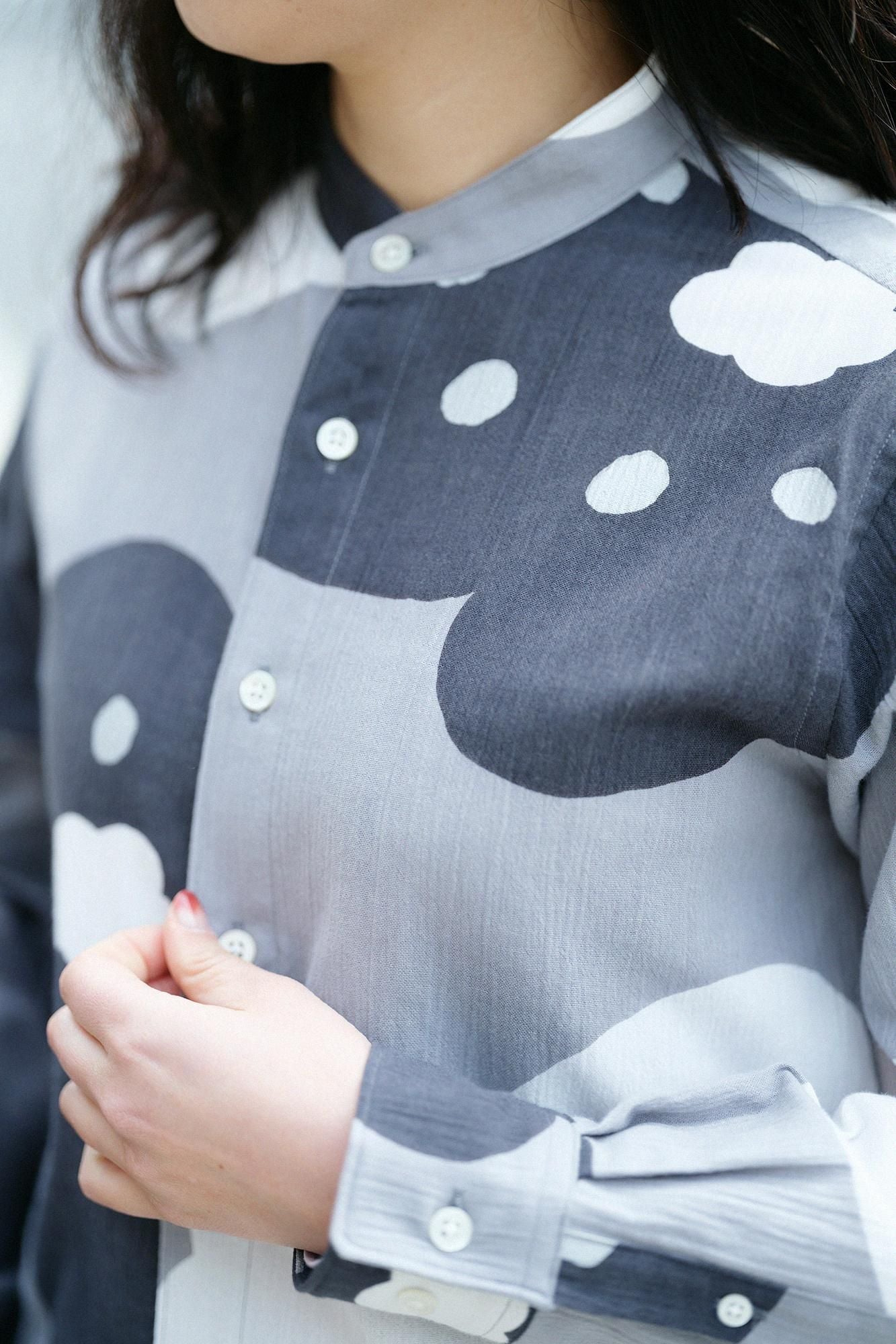 高島縮棉 20/20立領長袖襯衫SP/微笑