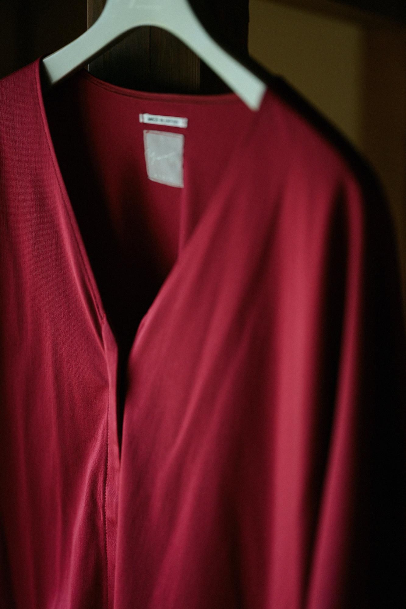 코튼 트리아세테이트 V넥 빛튜닉가디건/붉은 녹 색 (빨간 녹)