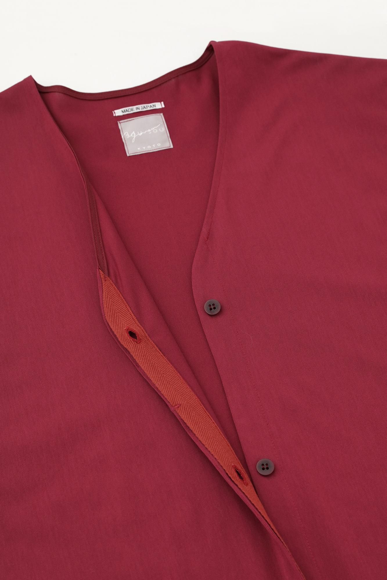 코튼 트리아세테이트 V넥 빛튜닉가디건/붉은 녹 색 (빨간 녹)