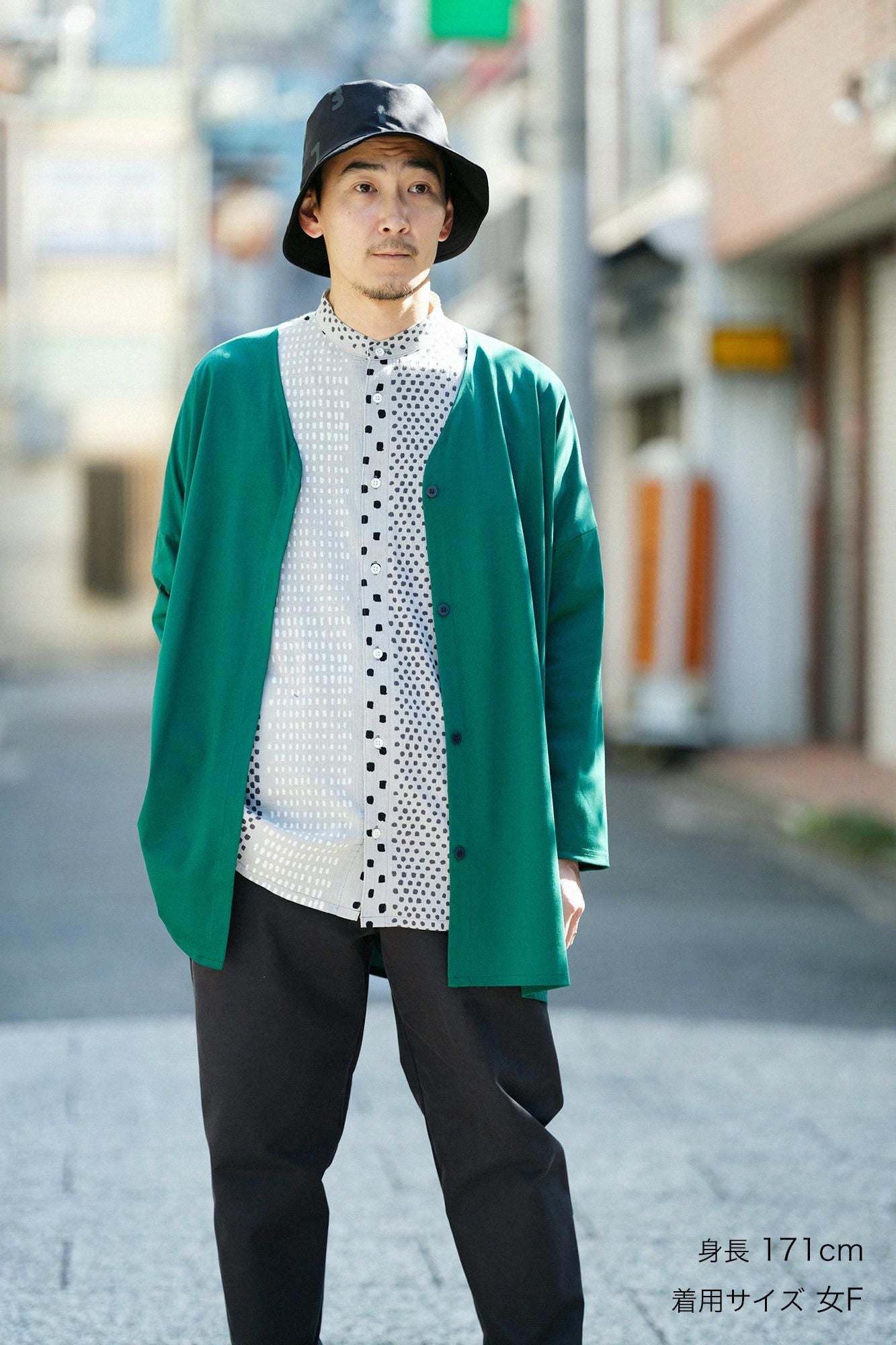 코튼 트리아세테이트 V넥 빛튜닉가디건/Tokiwa Midori (Tokiwa Midori)