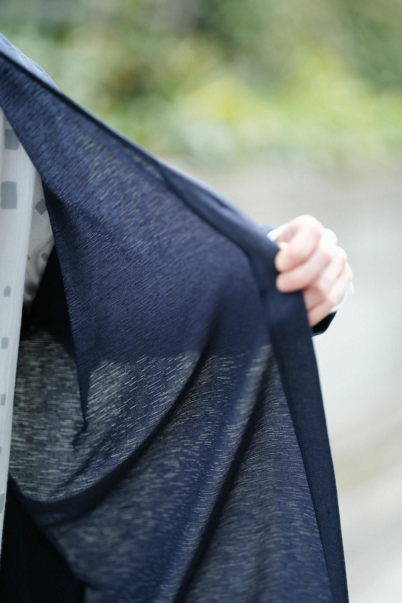 綿麻混 リランチェ(R) Vネック ライトコート/留紺(とめこん)