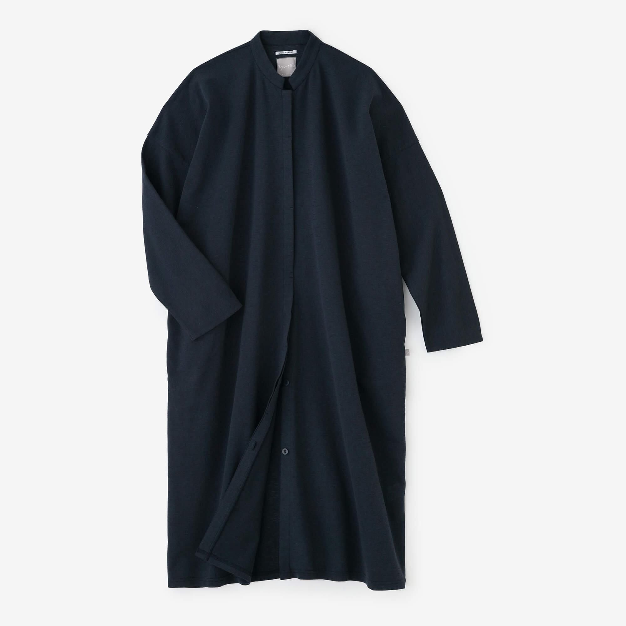 綿麻混 リランチェ(R) スタンドカラーライトコート／留紺（とめこん）