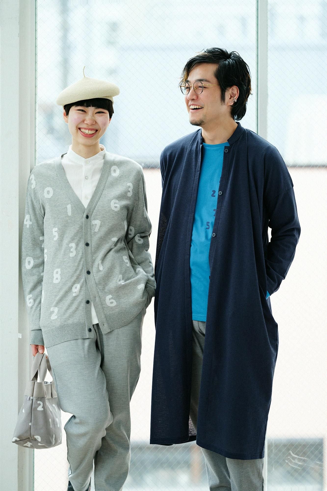 棉麻混紡RIRANCHA(R)立領輕型外套/藍黑色