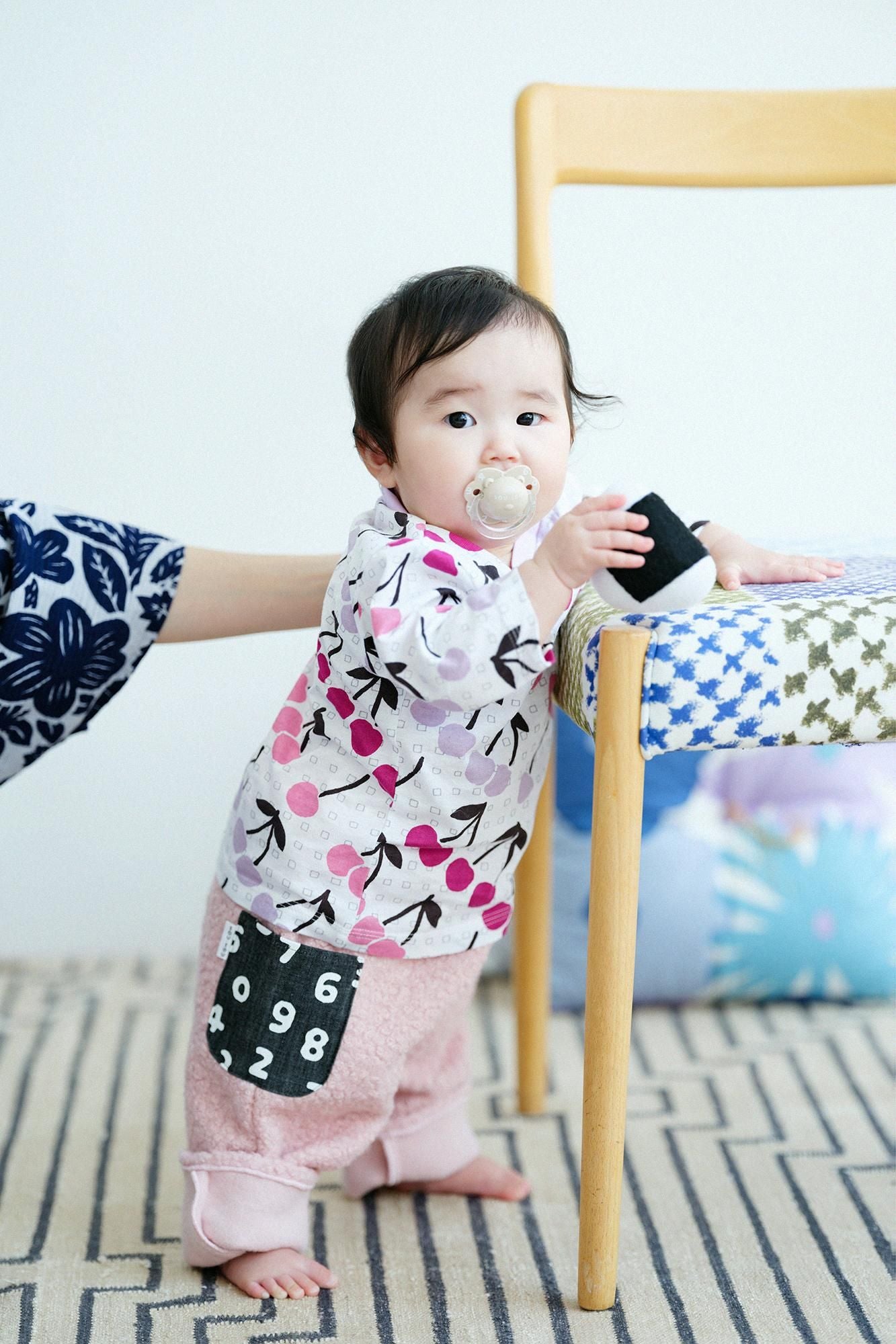 ●方領上衣七分袖/櫻桃