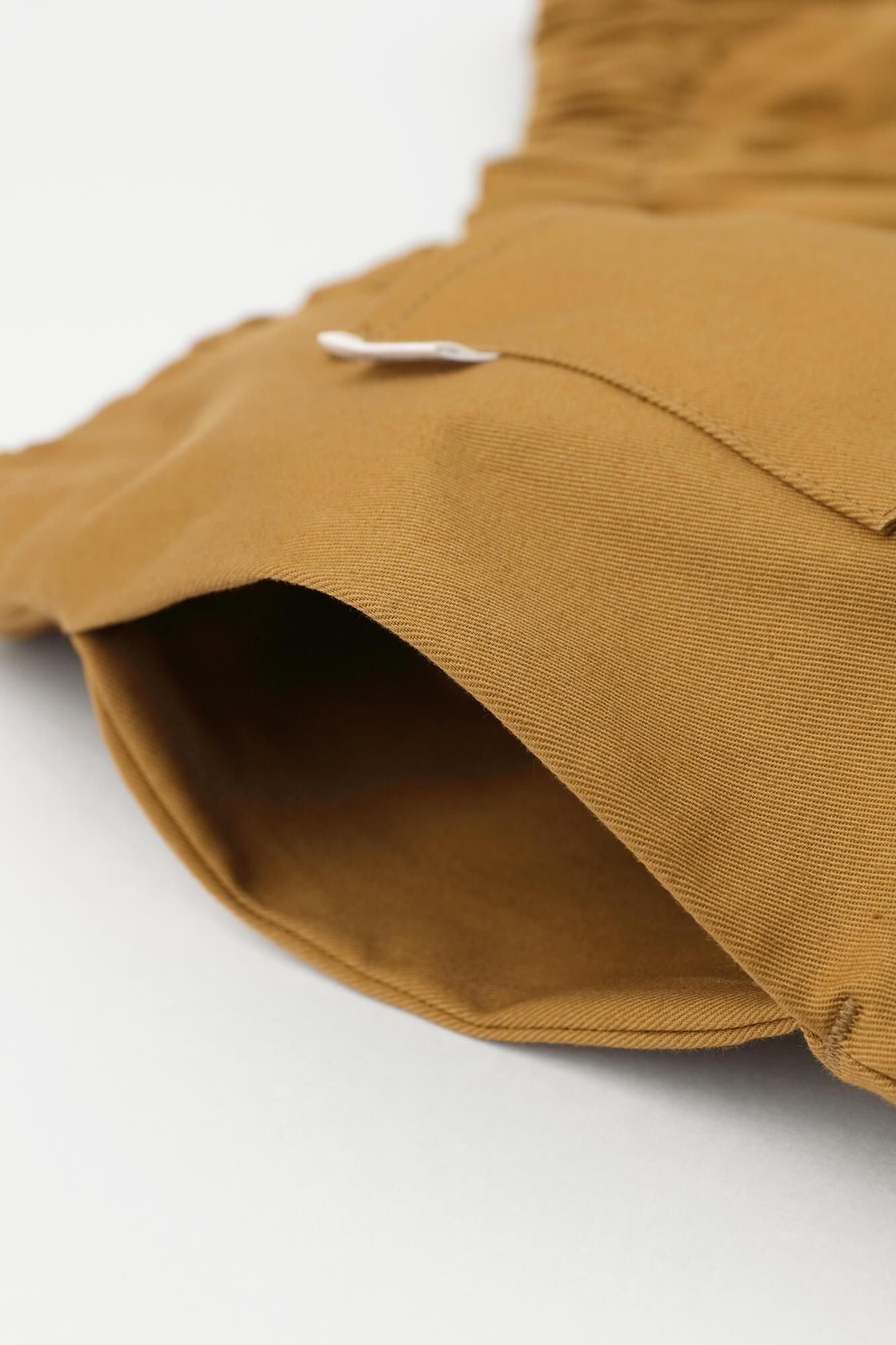 伸 斜紋織 闊腿褲/黄枯茶色