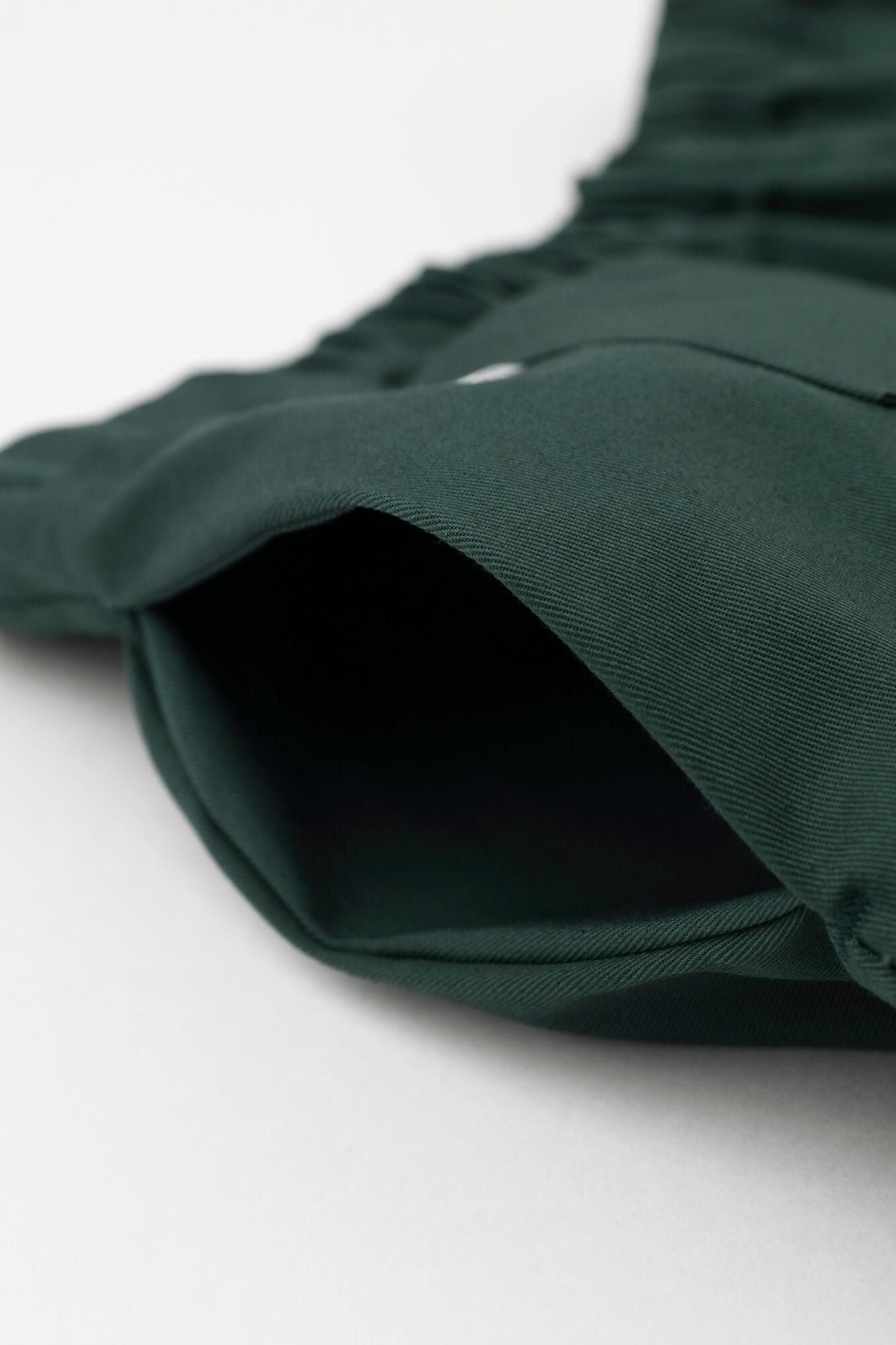 伸斜紋織 闊腿褲/深綠色