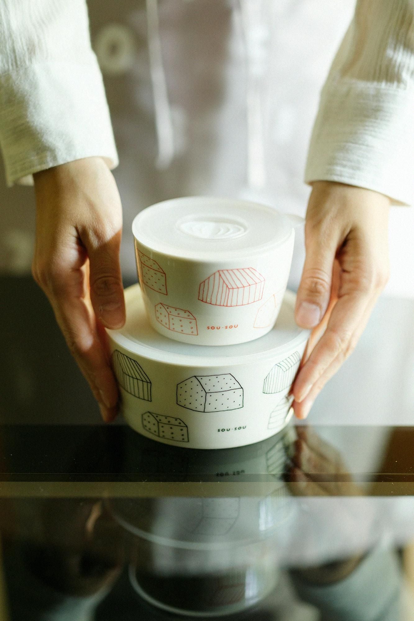 Ceramic Microwave Pack S / Houses Red