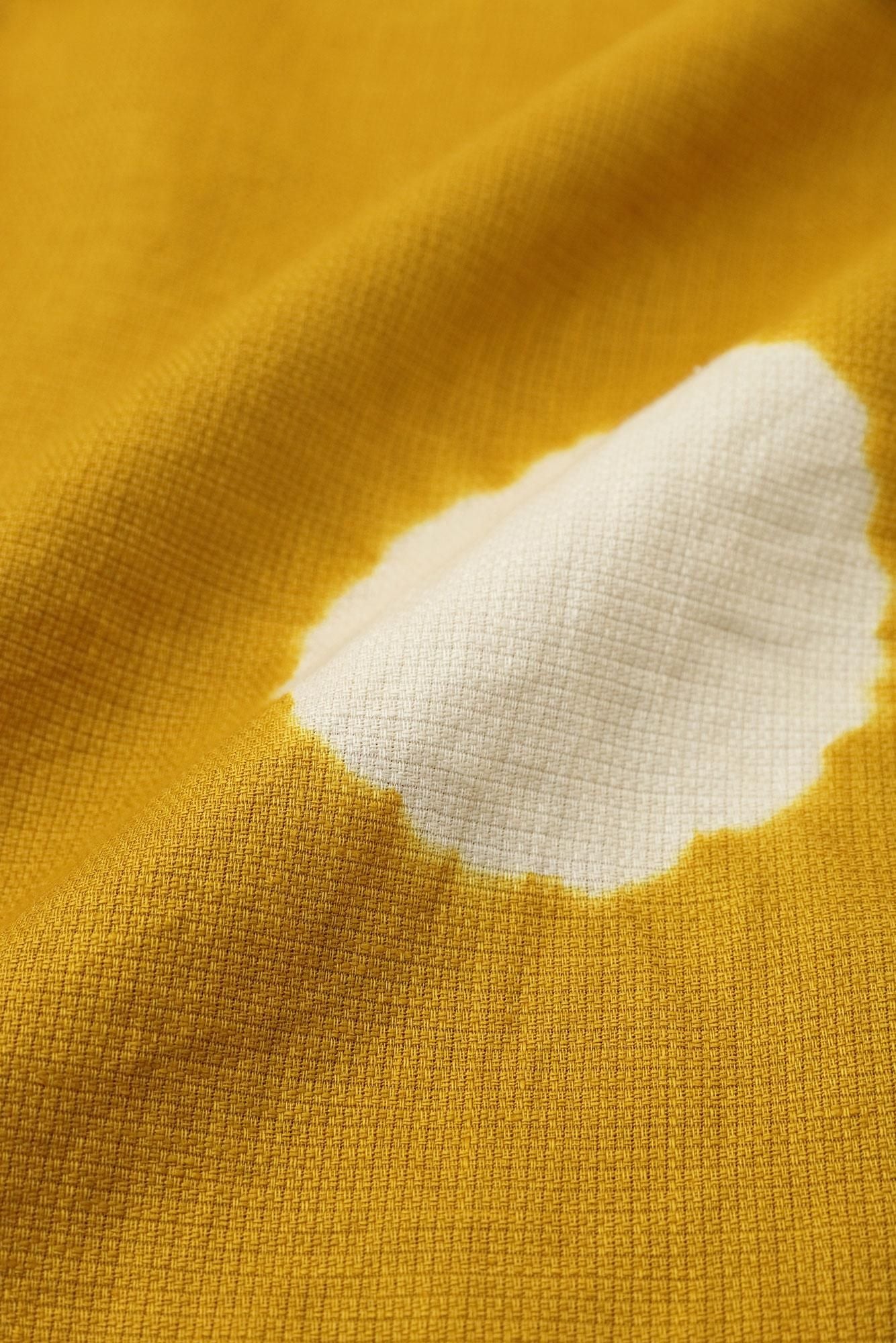 【net limited】Konsei Tie-dye Linen Hatsuki Cardigan/Large Polka Dots Mustard Color(presentsWhite)×Creamy-white(Ne(color)