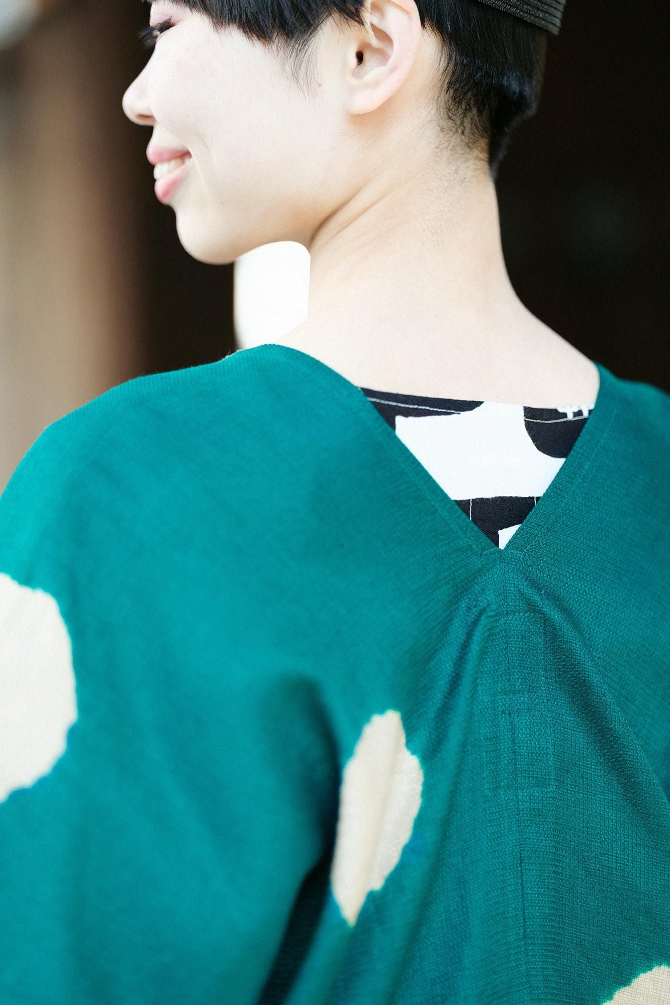 chikaki shibori大麻帽 /大圆点(mizuta madani),tokiwa green(tokiwa midori)x hashiba miiro