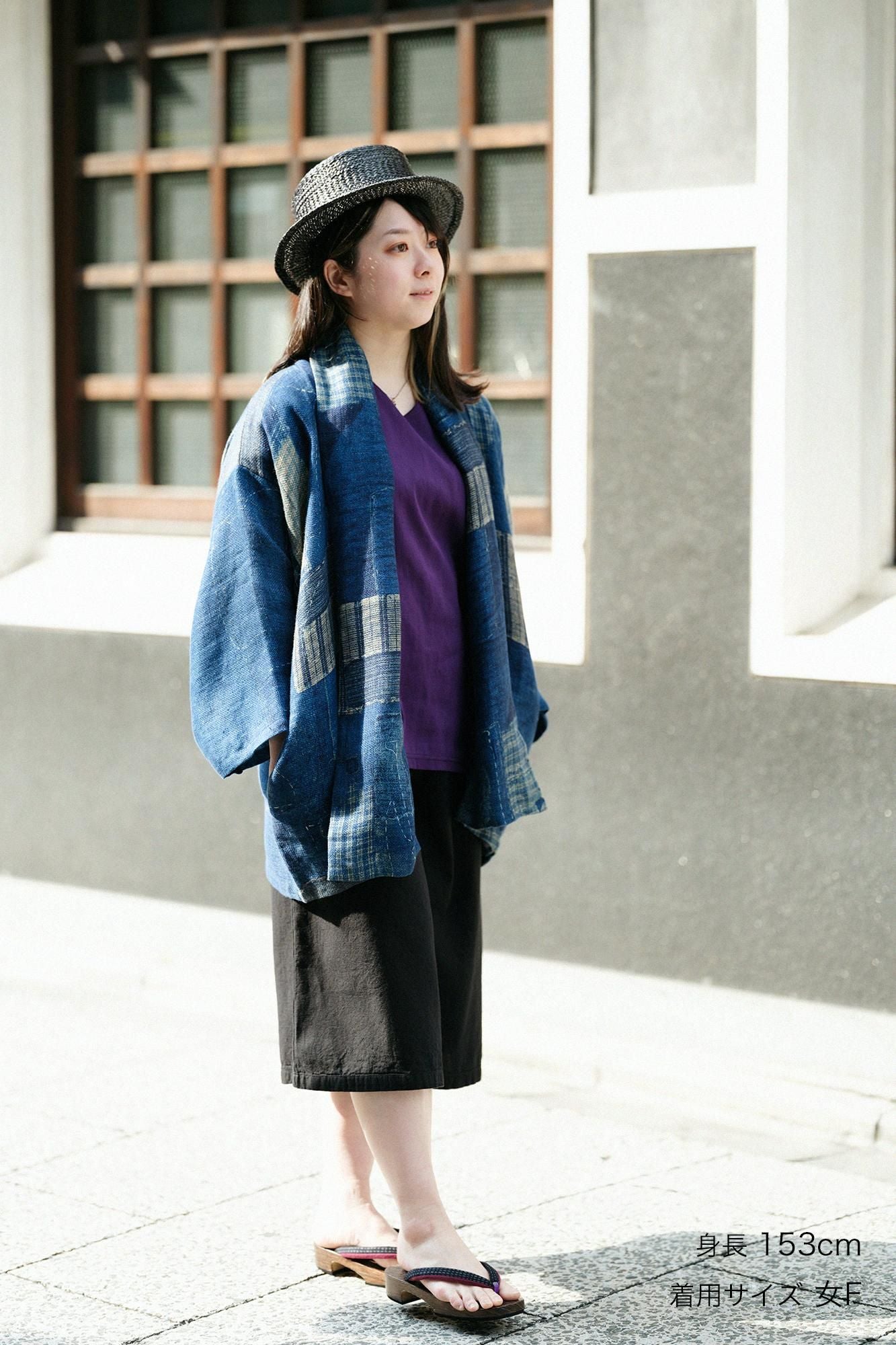 伊勢木棉20/20麻混紡闊腿褲短版/黑色