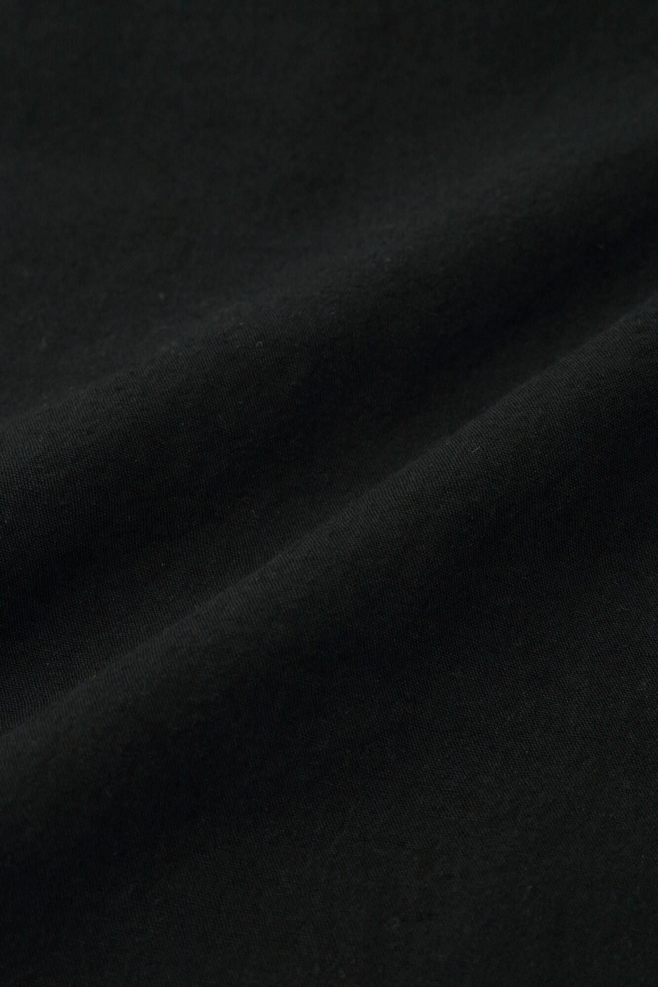 伊勢木棉20/20麻混紡闊腿褲短版/黑色