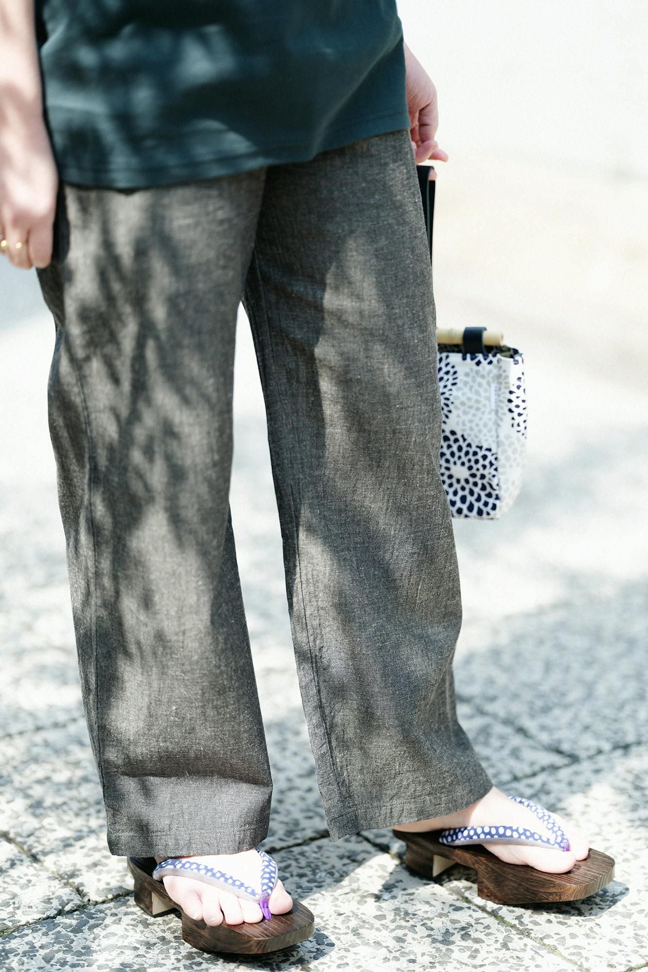 ISE Cotton 20/20 Blend Obi Monpe / Print (Hanga) x Color de carbone (Kesizumiiro)