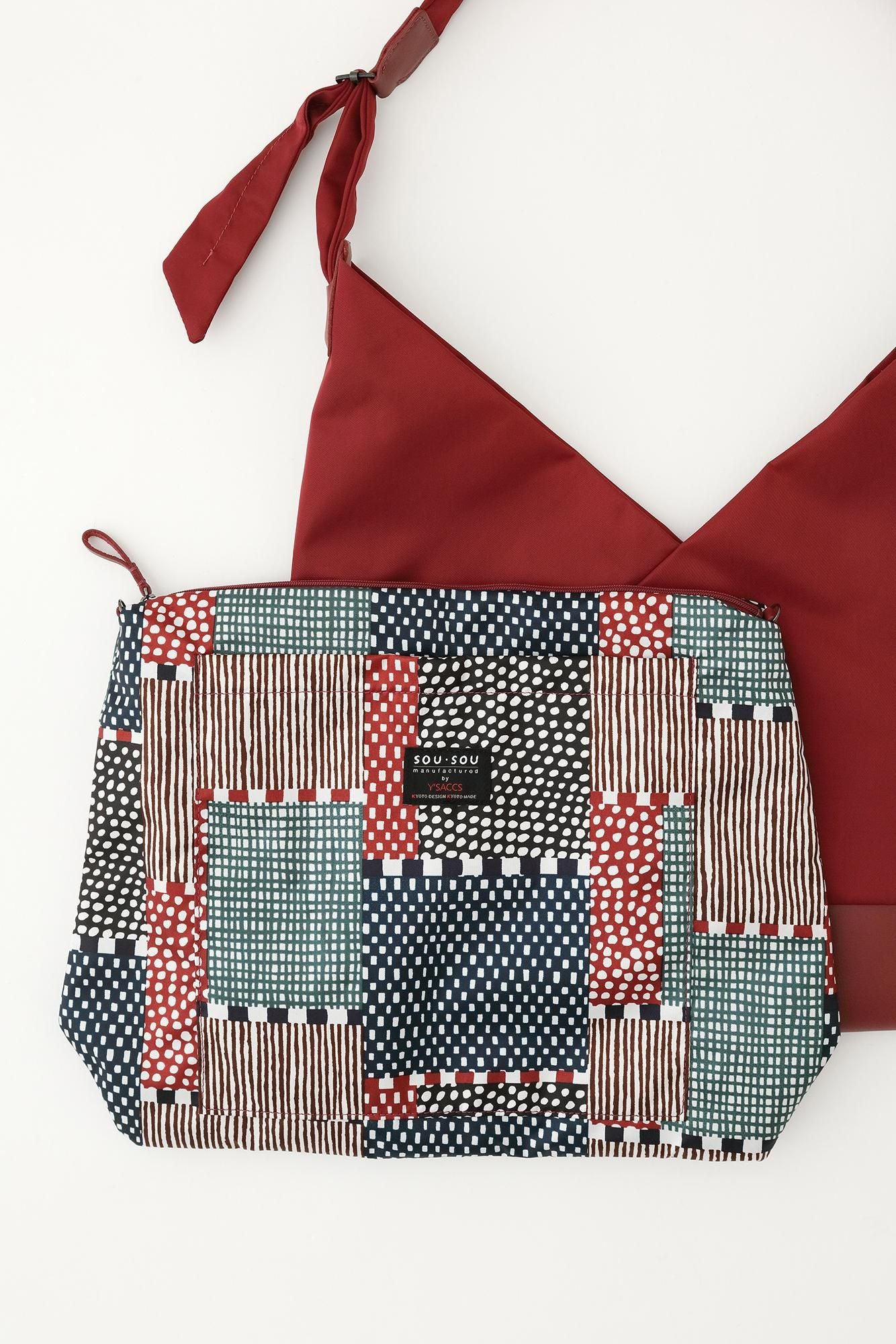 SOU・SOU×y'saccs 肩背包 穩(okeuka gyo)/胭脂紅(enjiro)x a時間2