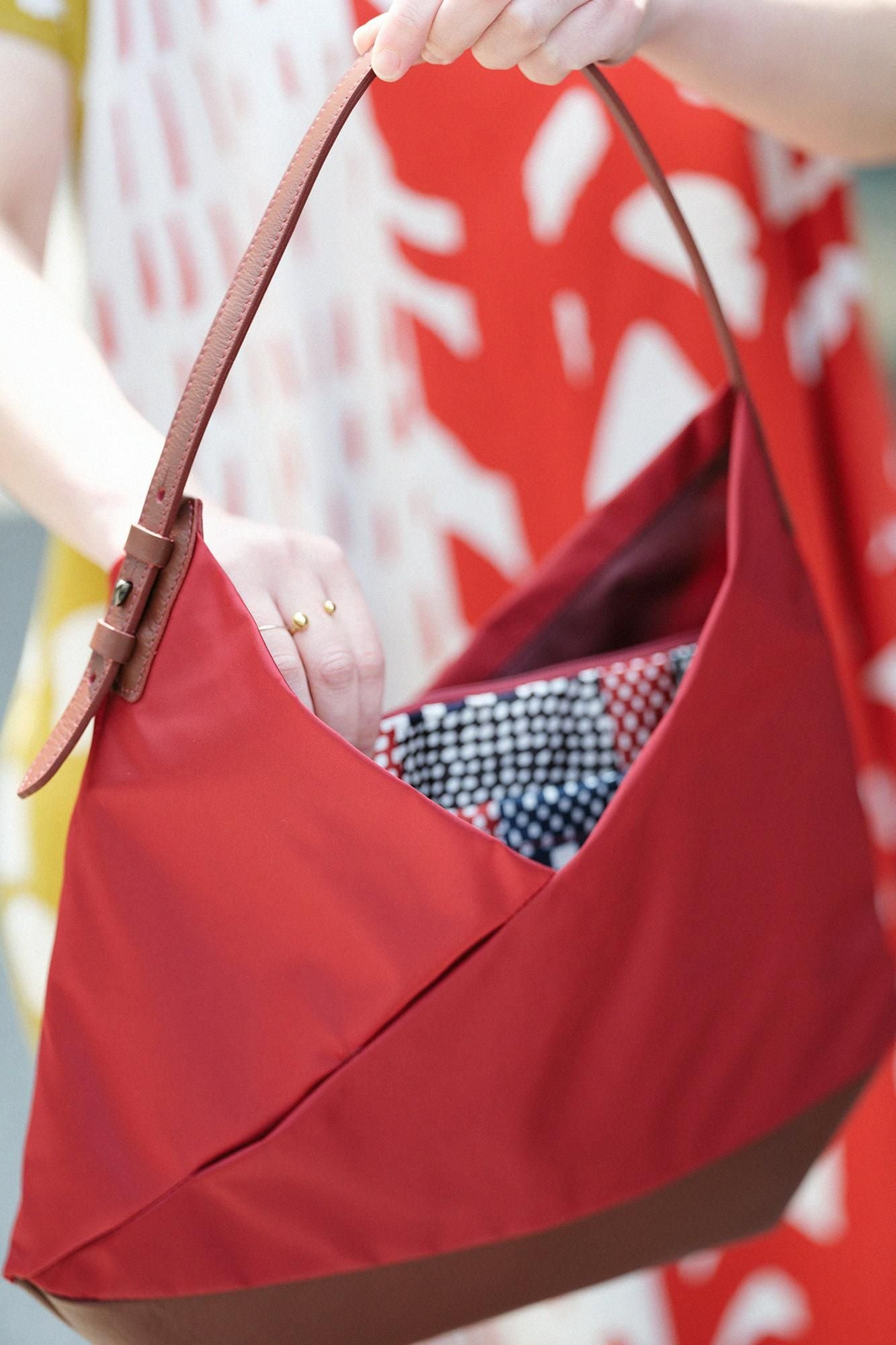 SOU・SOU×Y’SACCS肩背包 穩/胭脂紅×點線2