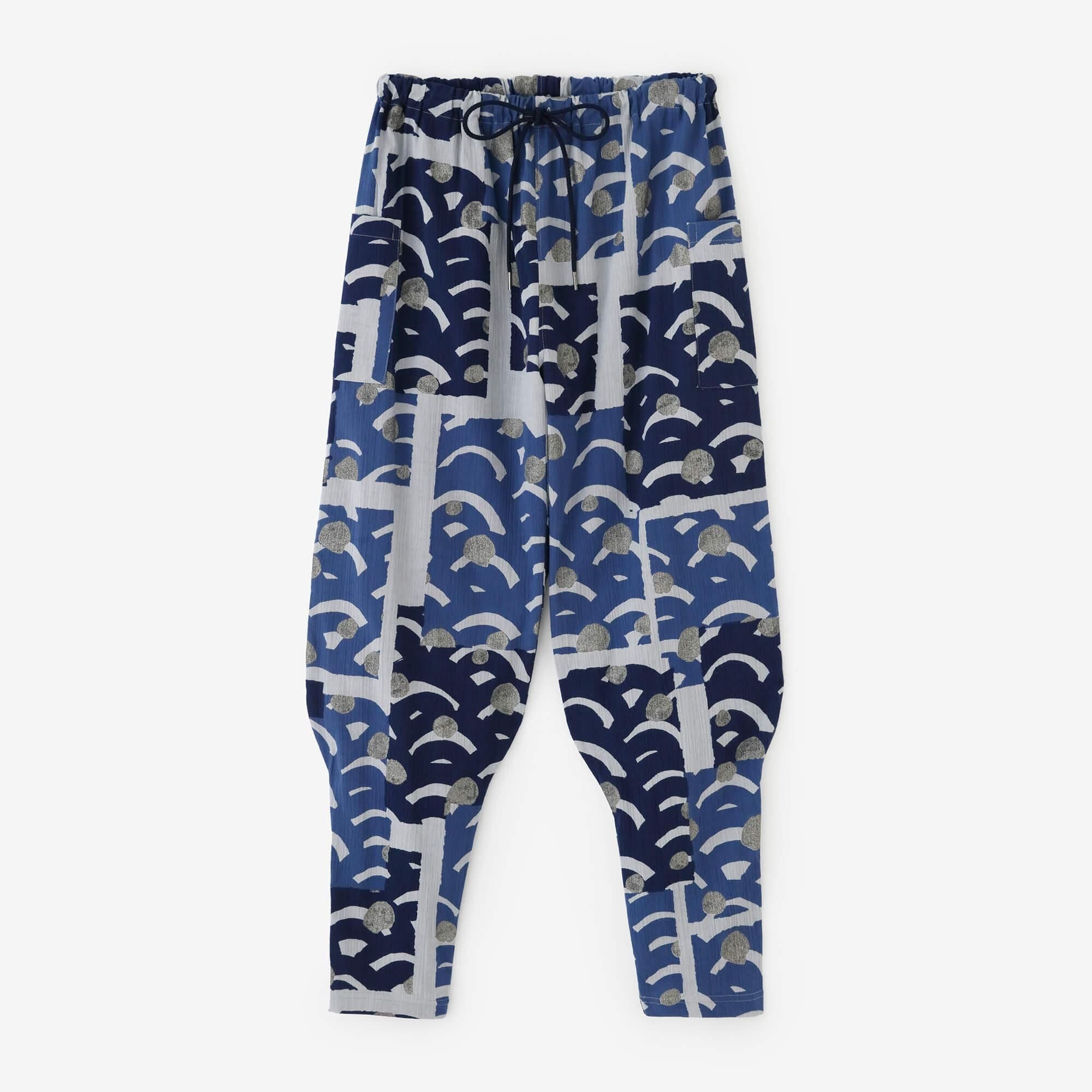 【net Limited】Chizimi Cotton 20/20 Harem Pants / Blue Wave