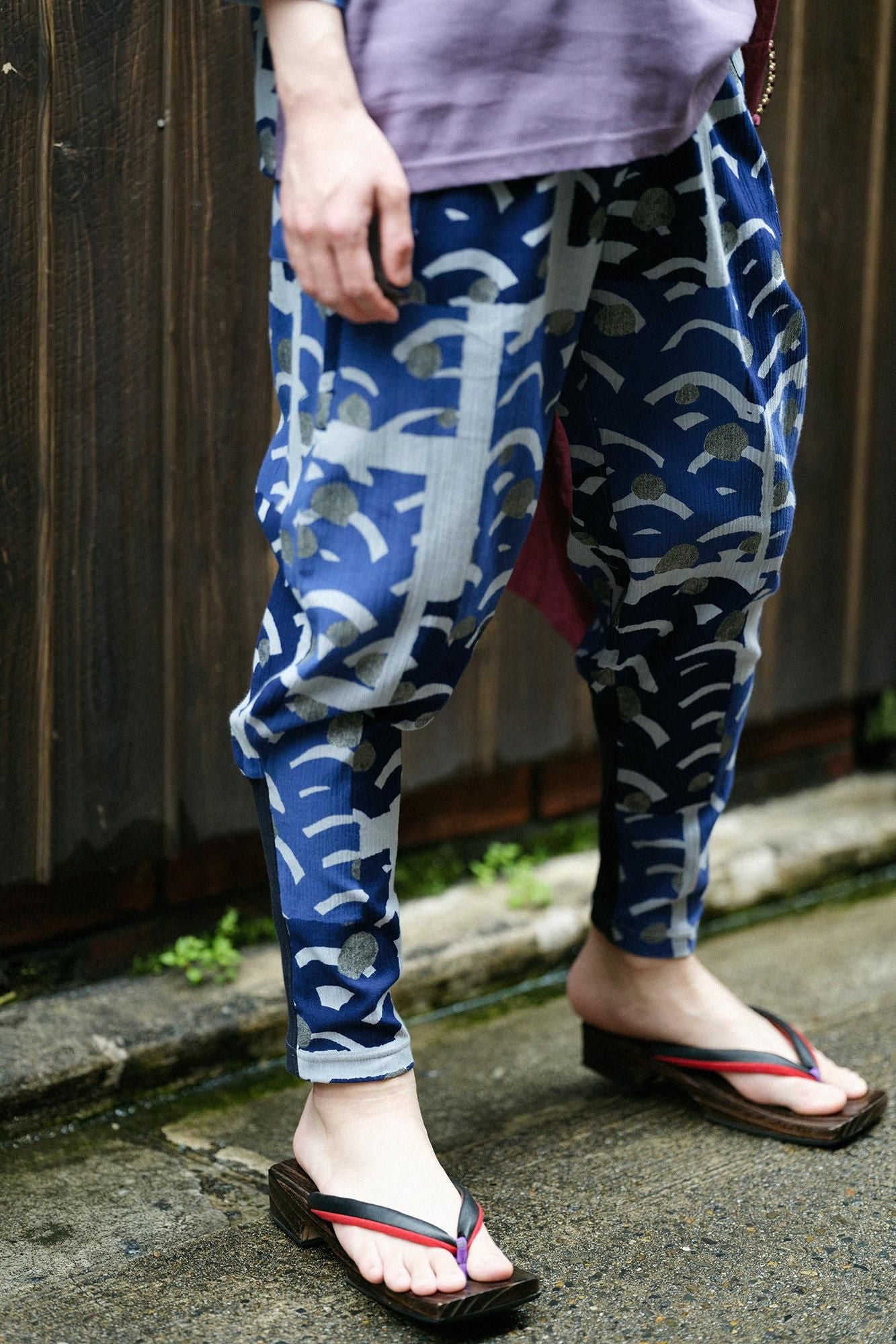 【net Limited】Chizimi Cotton 20/20 Harem Pants / Blue Wave