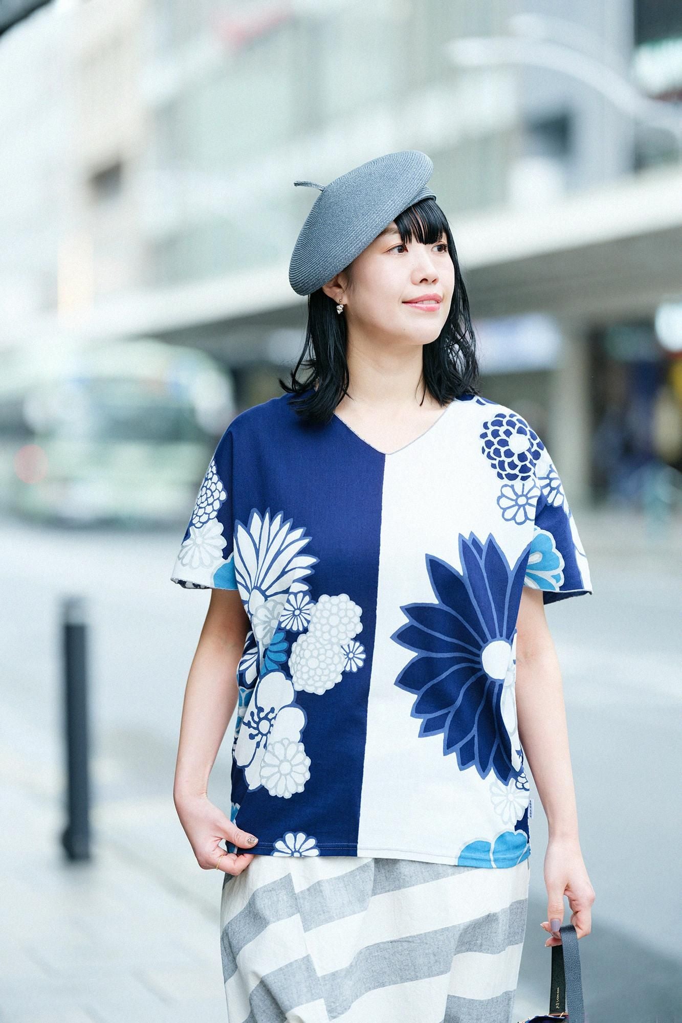 高島縮棉 40/40 短袖上衣/金襴緞子 涼