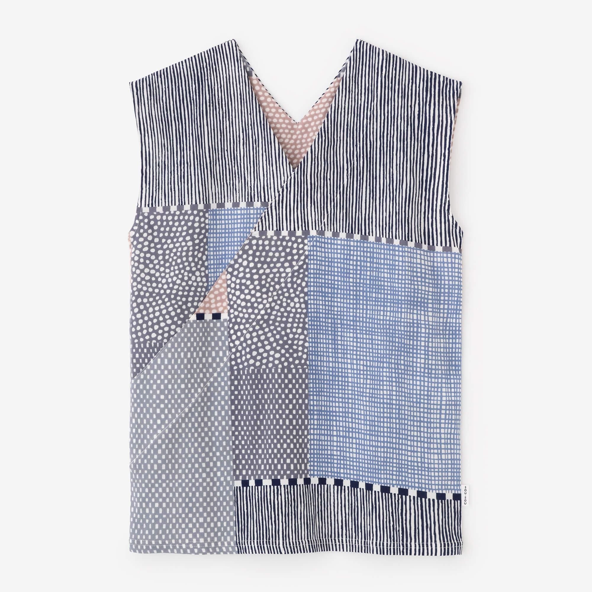 高島縮棉 40/40 V領上衣/點線