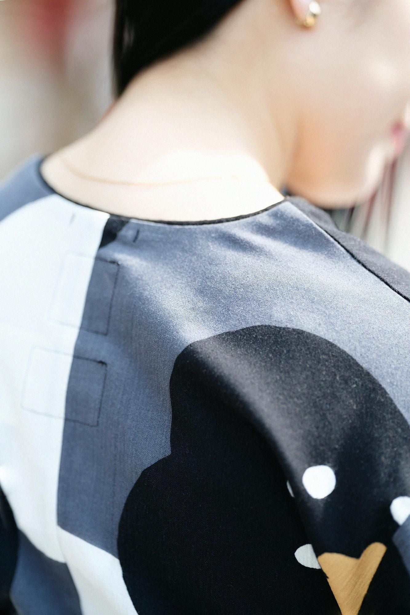 【Online】Double V-neck Summer Kimono Dress(Ryoi)/Smile Dark Grey(Koihai)