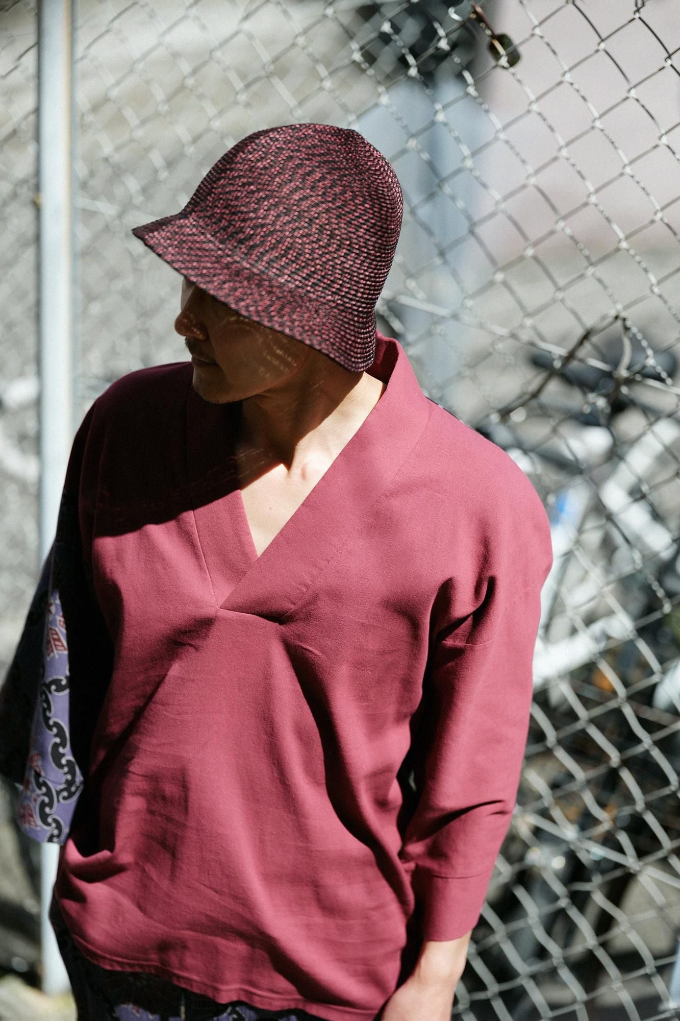 타카시마치지미 40/40 후우비 우에 카타미가와리(카타미가와리)/석류 색상 (석류) x칸츠나기야구루마몬